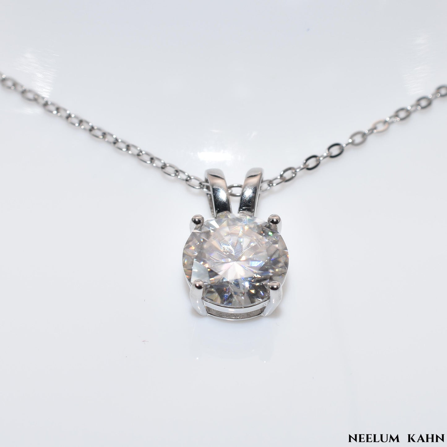 Certified 3Ct Moissanite Diamond S925 Silver Pendant Necklace