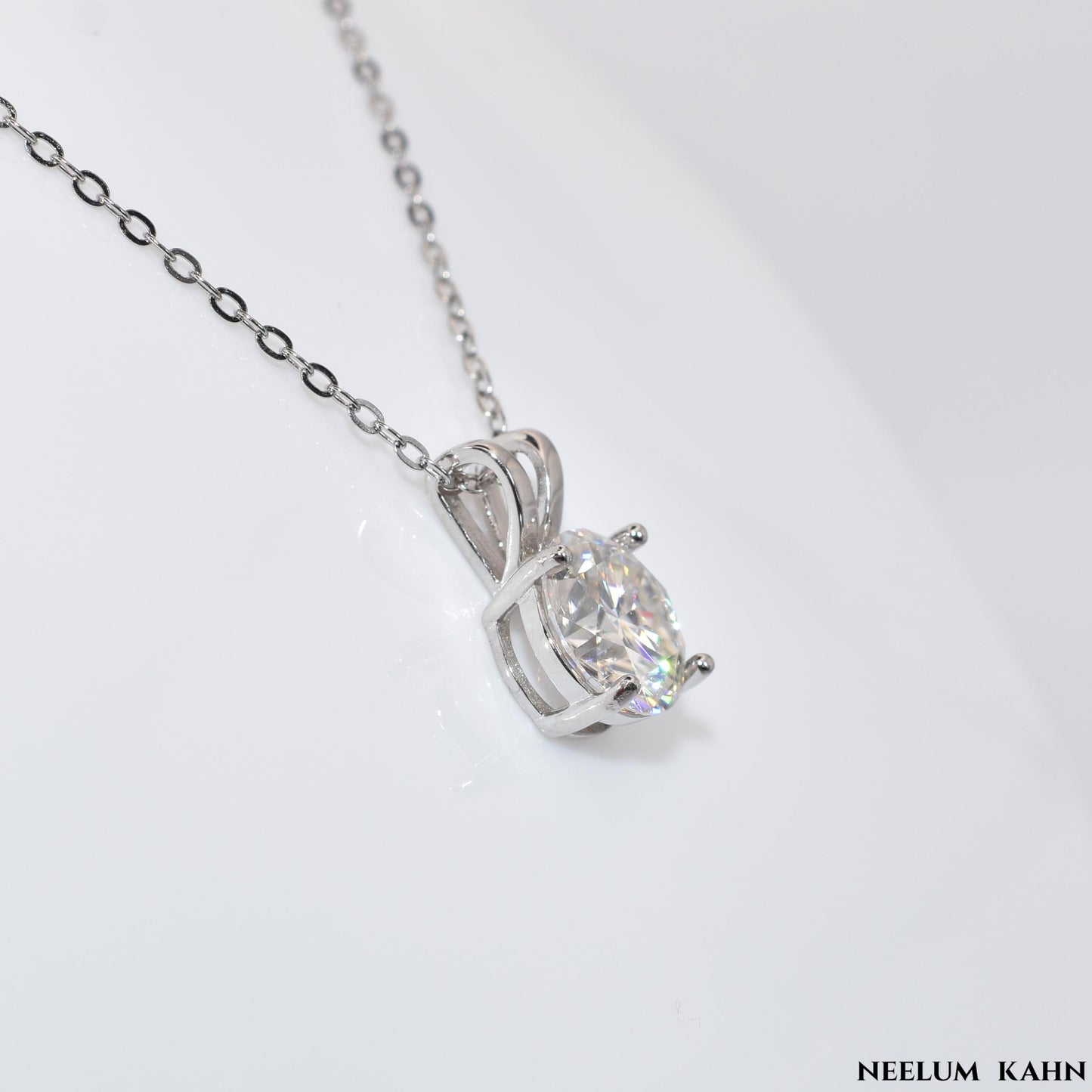 Certified 3Ct Moissanite Diamond S925 Silver Pendant Necklace