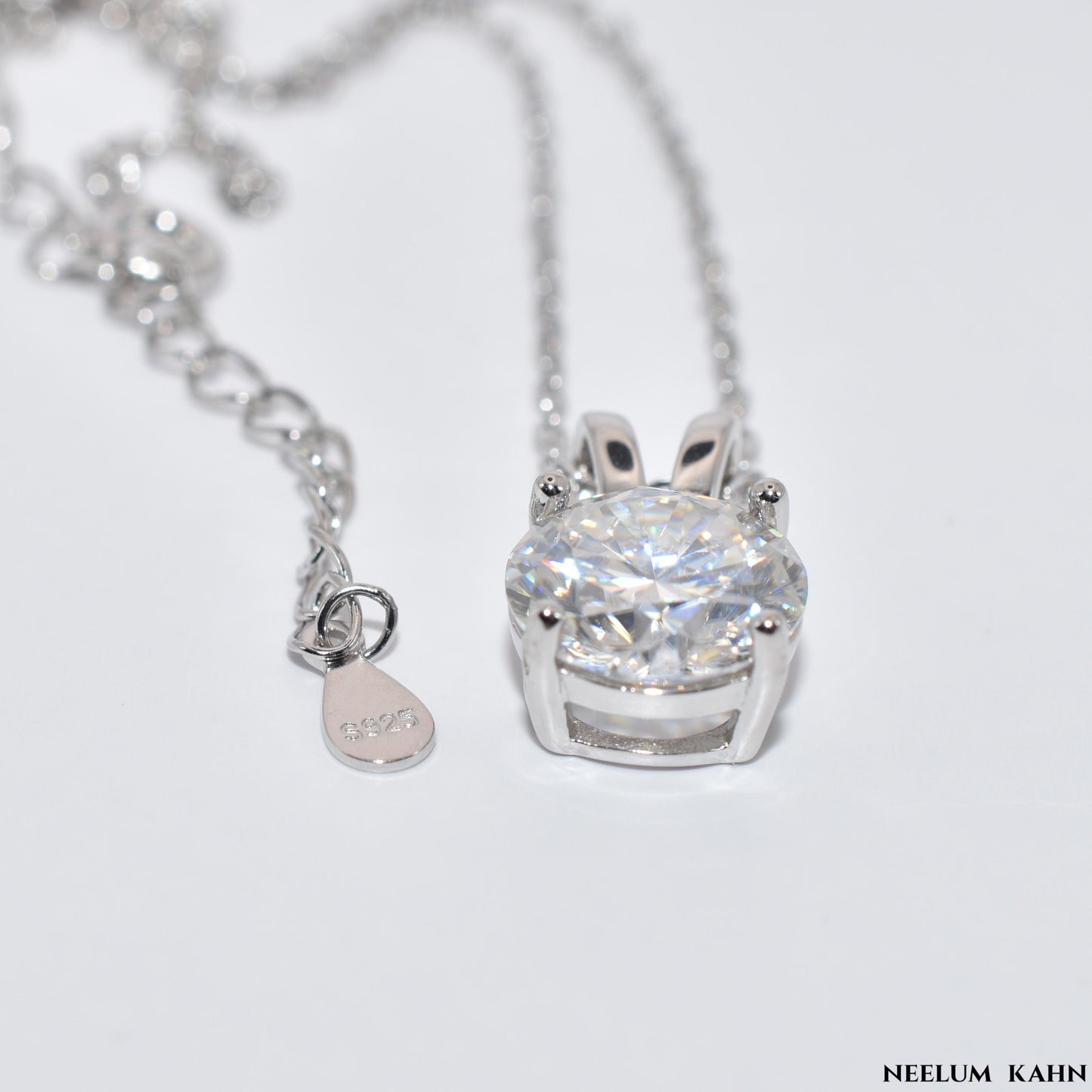 Certified 3Ct Moissanite Diamond S925 Silver Pendant Necklace