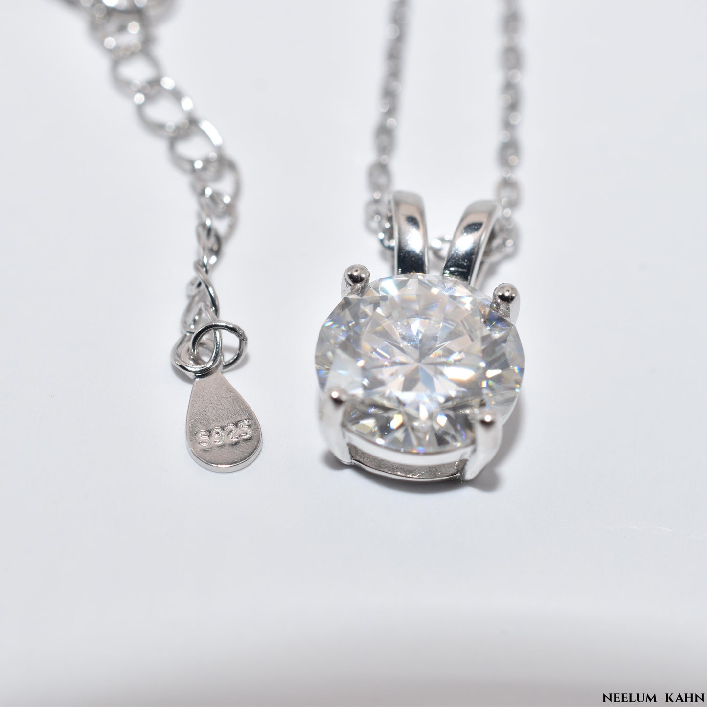 Certified 3Ct Moissanite Diamond S925 Silver Pendant Necklace