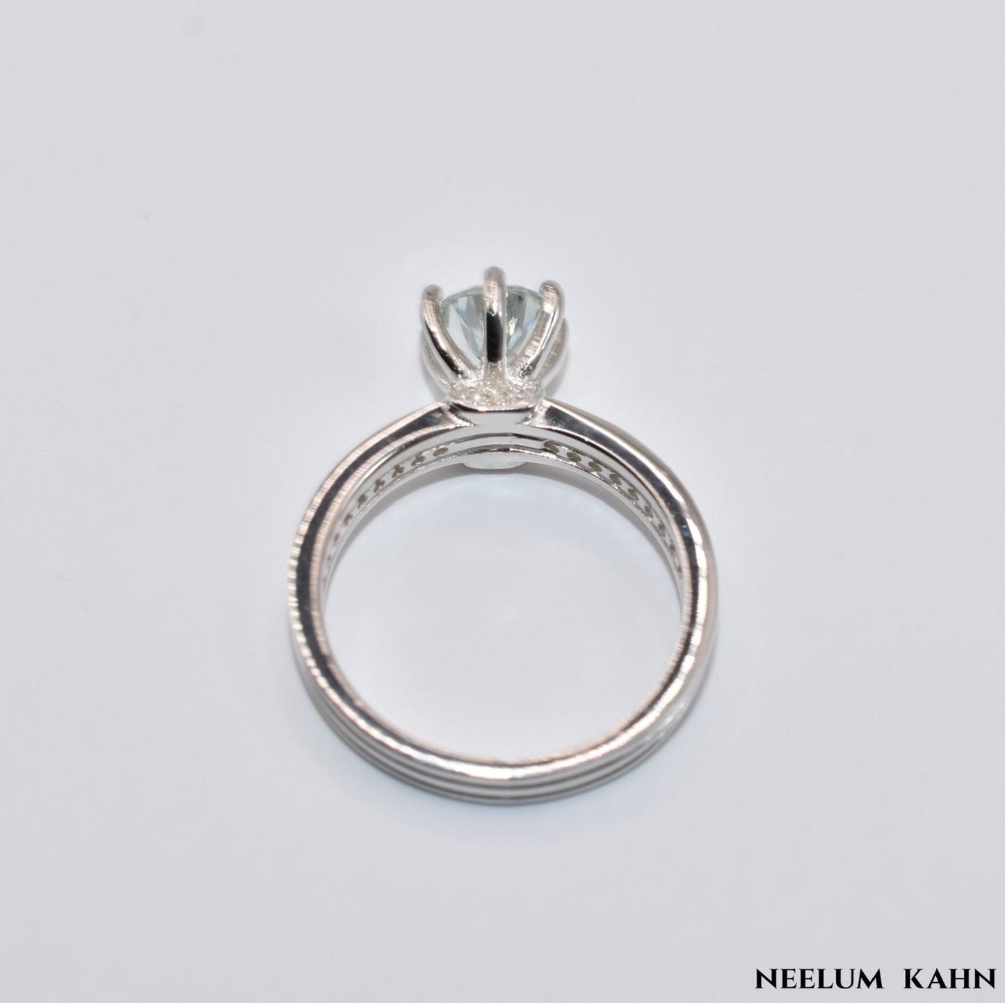 Certified 1Ct Moissanite Diamond Wide Band Proposal Ring | S925 Silver White Gold Plated Ring For Women, Gift LED Ring Box