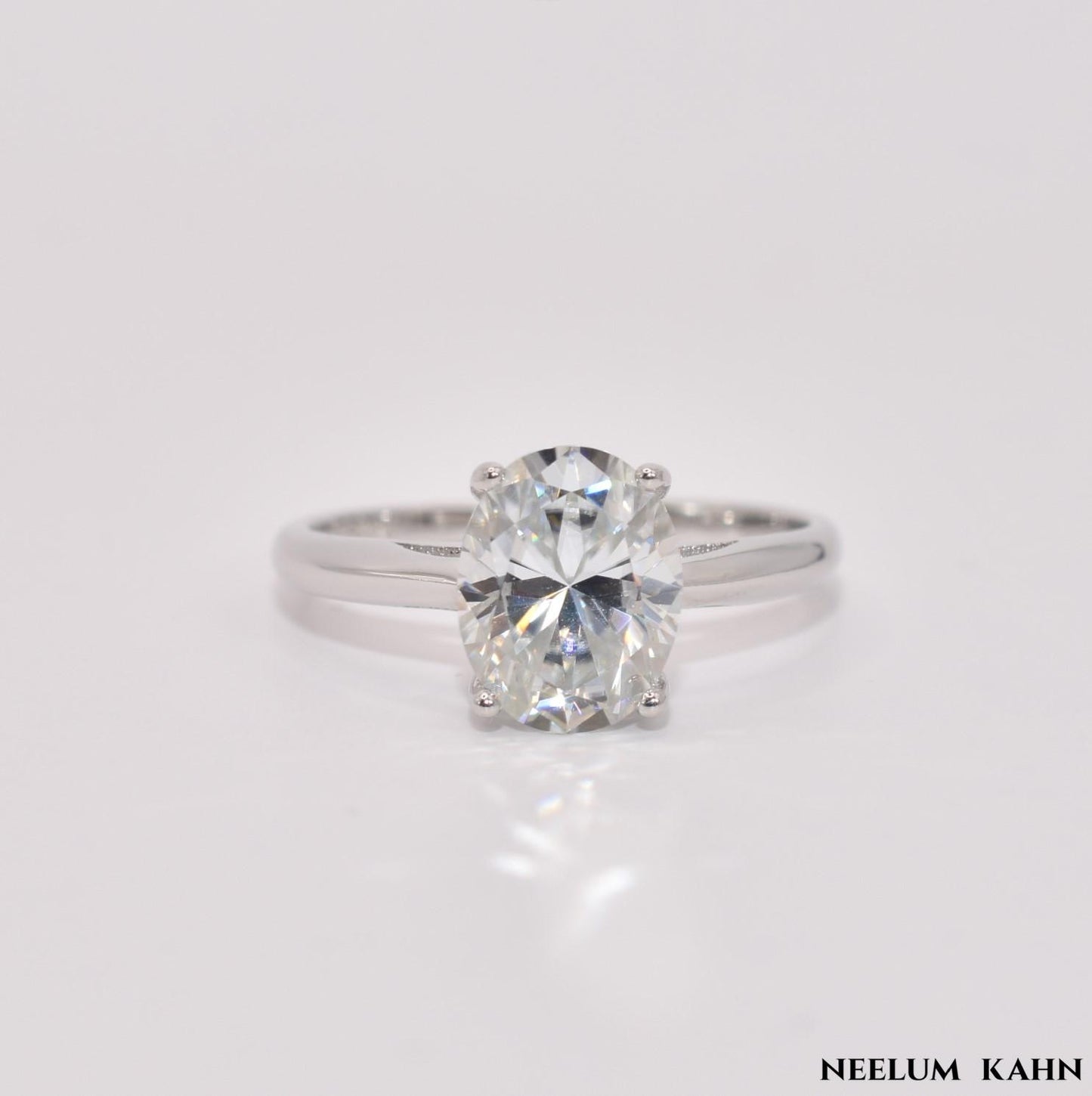 2Ct Oval Cut Moissanite Ring, 925 Sterling Silver, D Color VVS1 Clarity, Solitaire Engagement Ring with Gift LED Heart Ring Box
