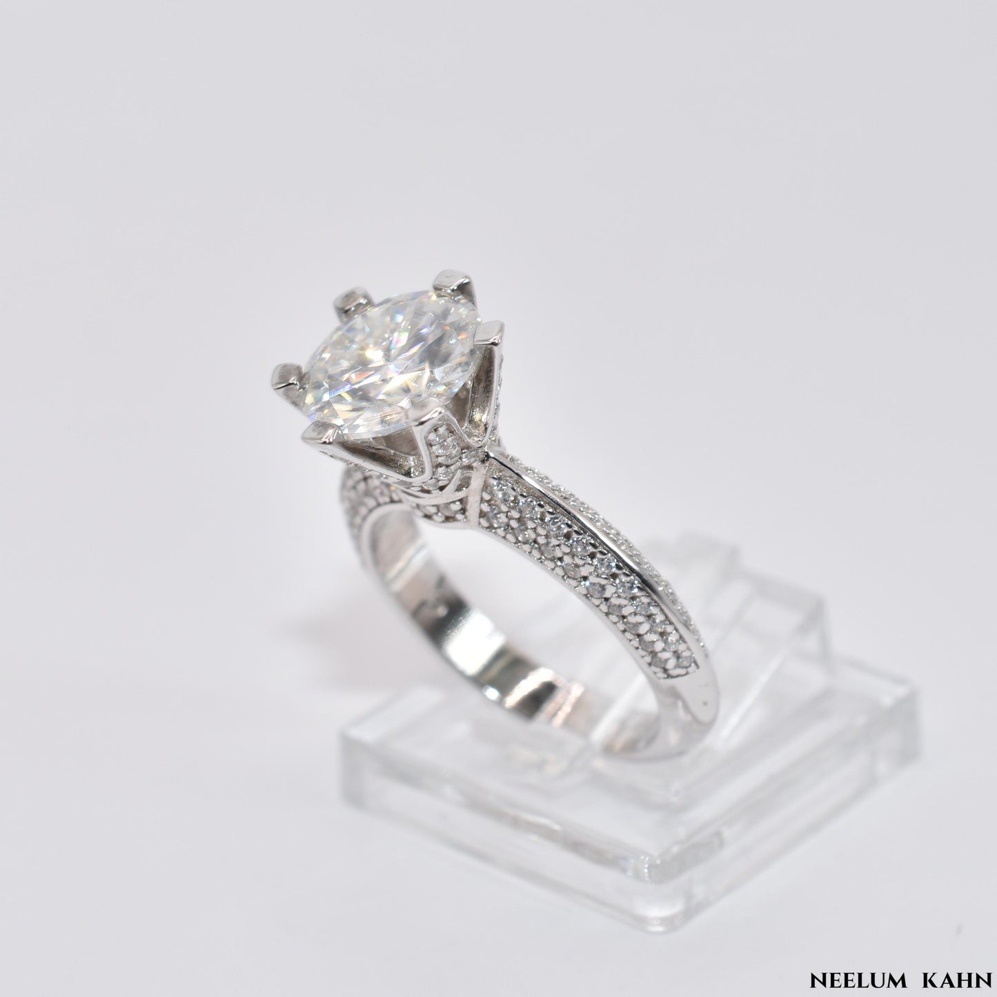 Certified 3Ct Moissanite Diamond Engagement Ring (18k Gold Plated)