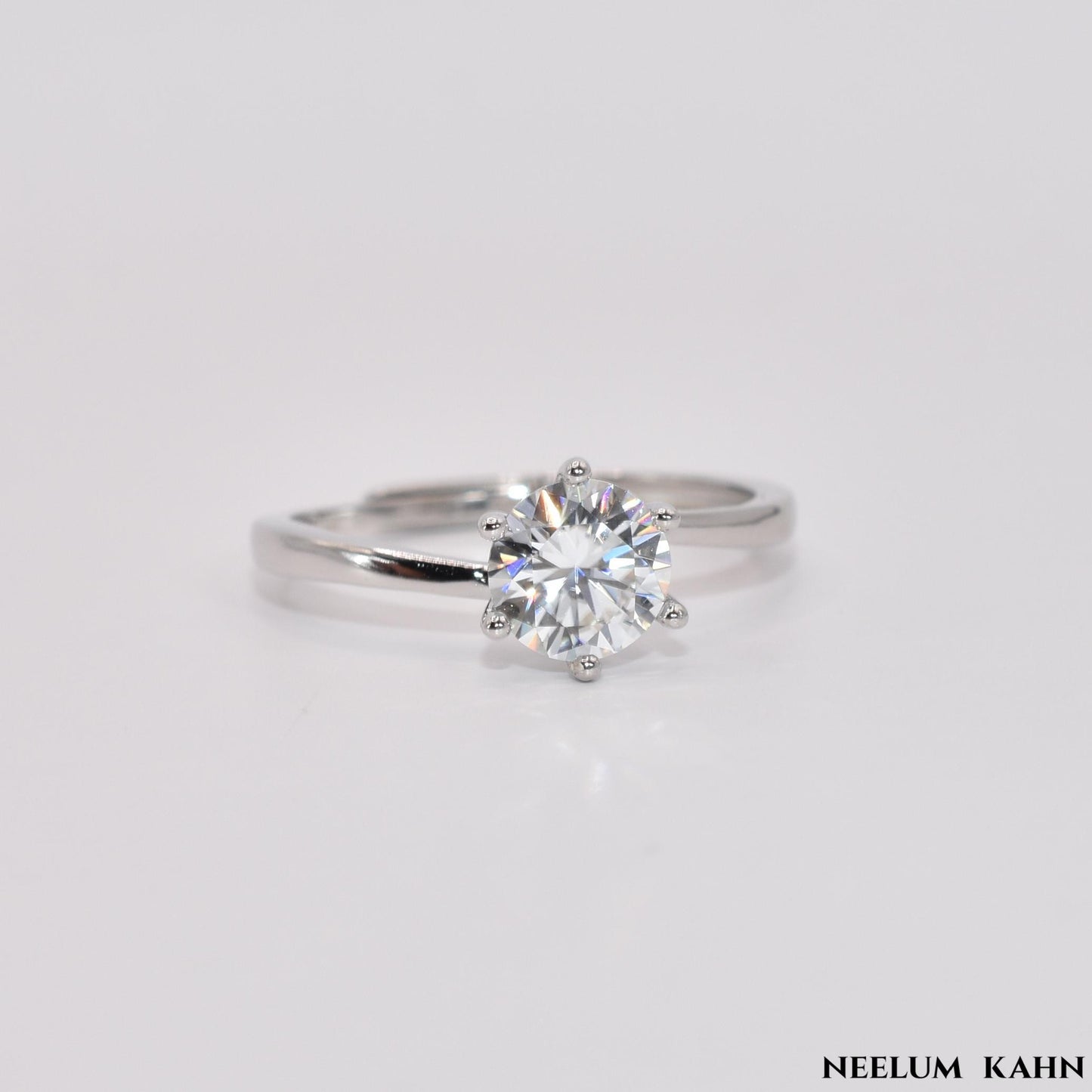 Certified 1Ct Moissanite Diamond Ring D/VVS1 Round Cut – 925 Sterling Silver with LED Ring Box