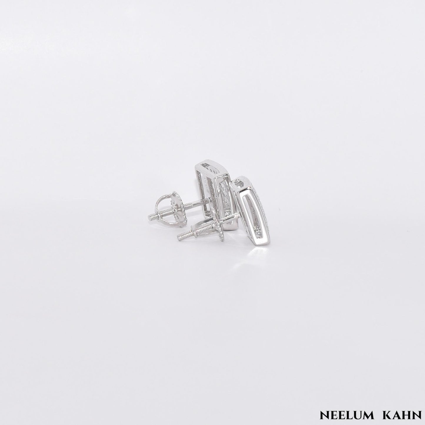 Certified 0.5 (*2)Ct Moissanite Screw Stud Earrings Square Stud for Men – S925 Silver