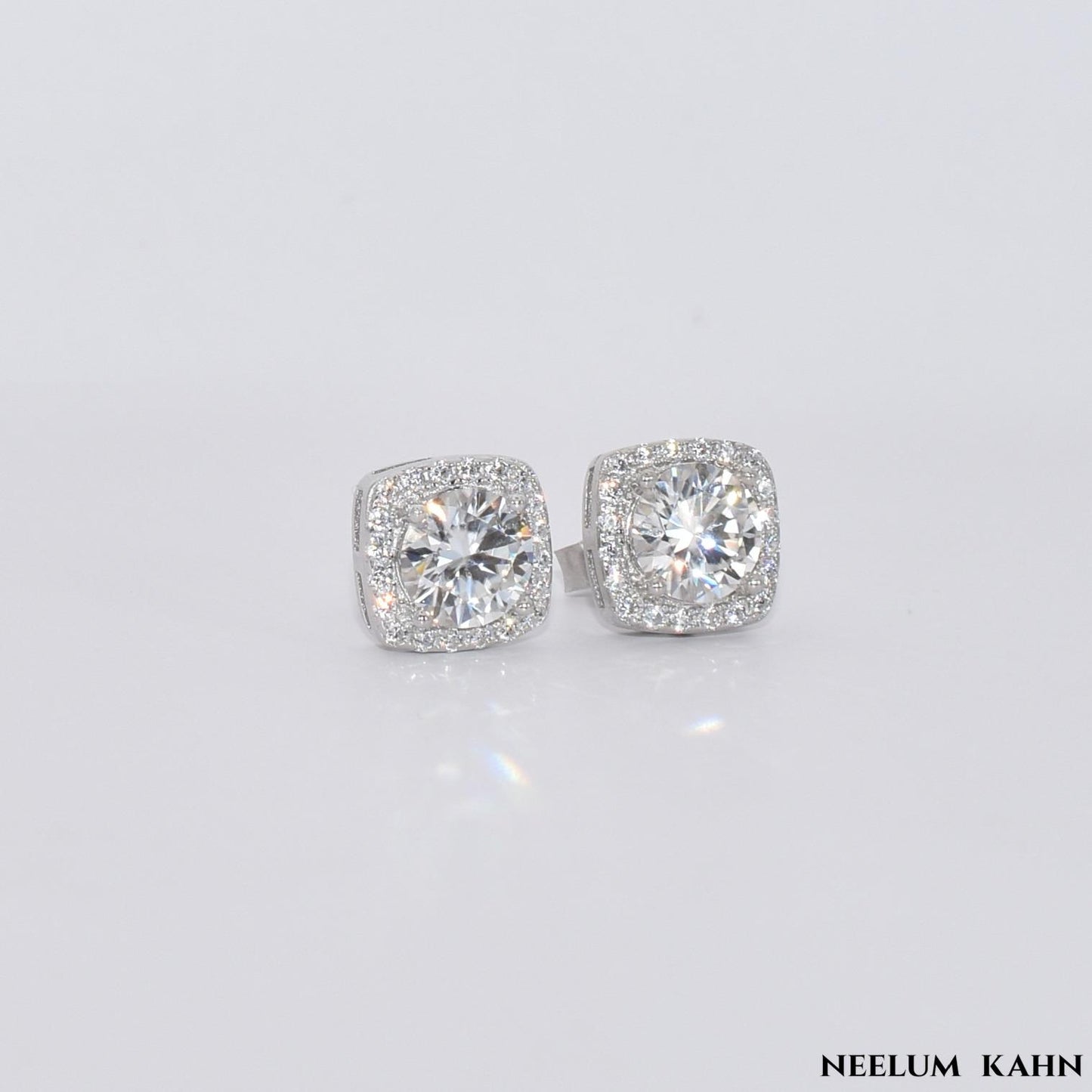 Certified 2Ct Moissanite Stud Earrings – Square 925 Silver