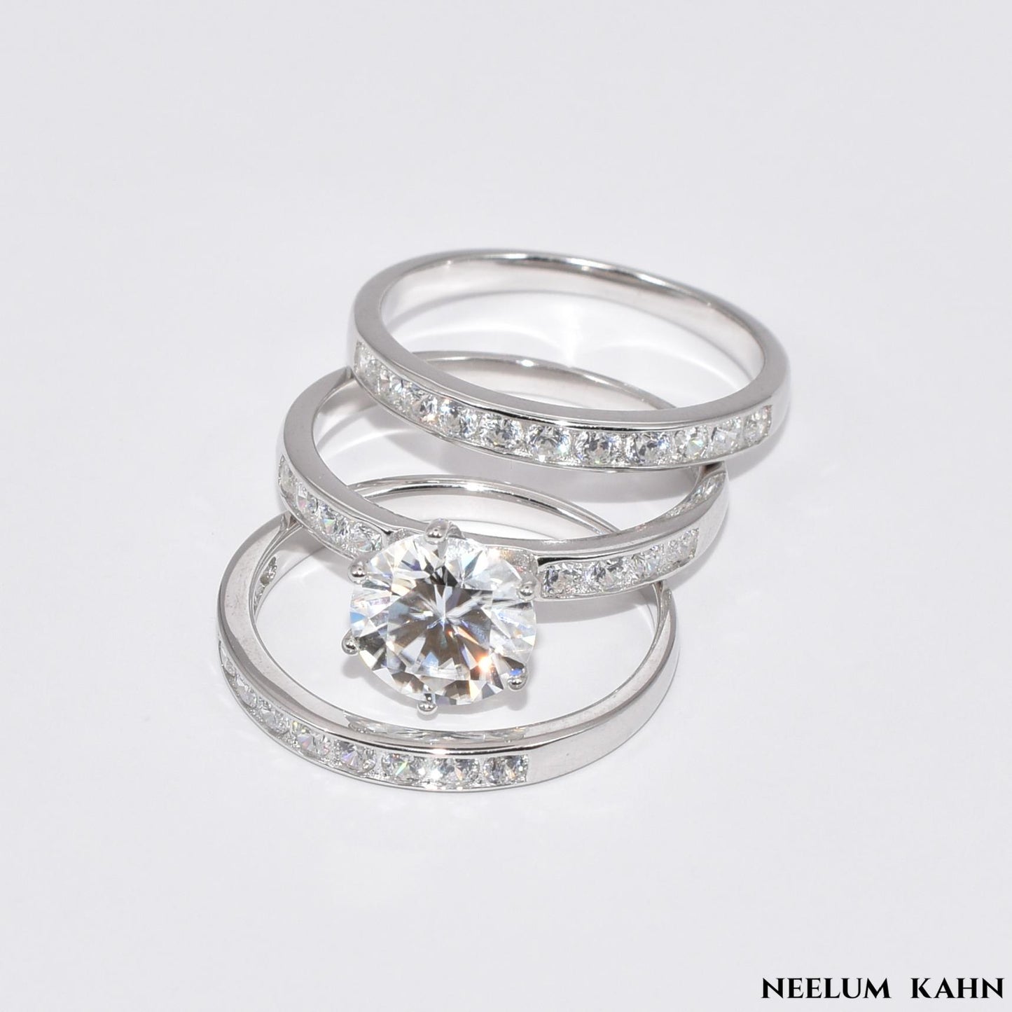 2Ct Moissanite Diamond Ring, S925 Sterling Silver Band, Round Cut, D Color, VVS1 Clarity, LED Gift Ring Box Included