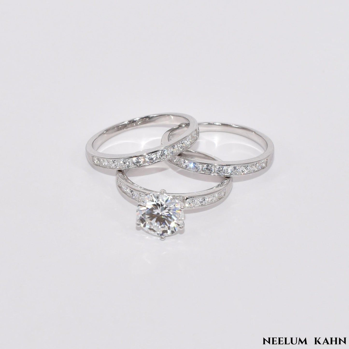 2Ct Moissanite Diamond Ring, S925 Sterling Silver Band, Round Cut, D Color, VVS1 Clarity, LED Gift Ring Box Included