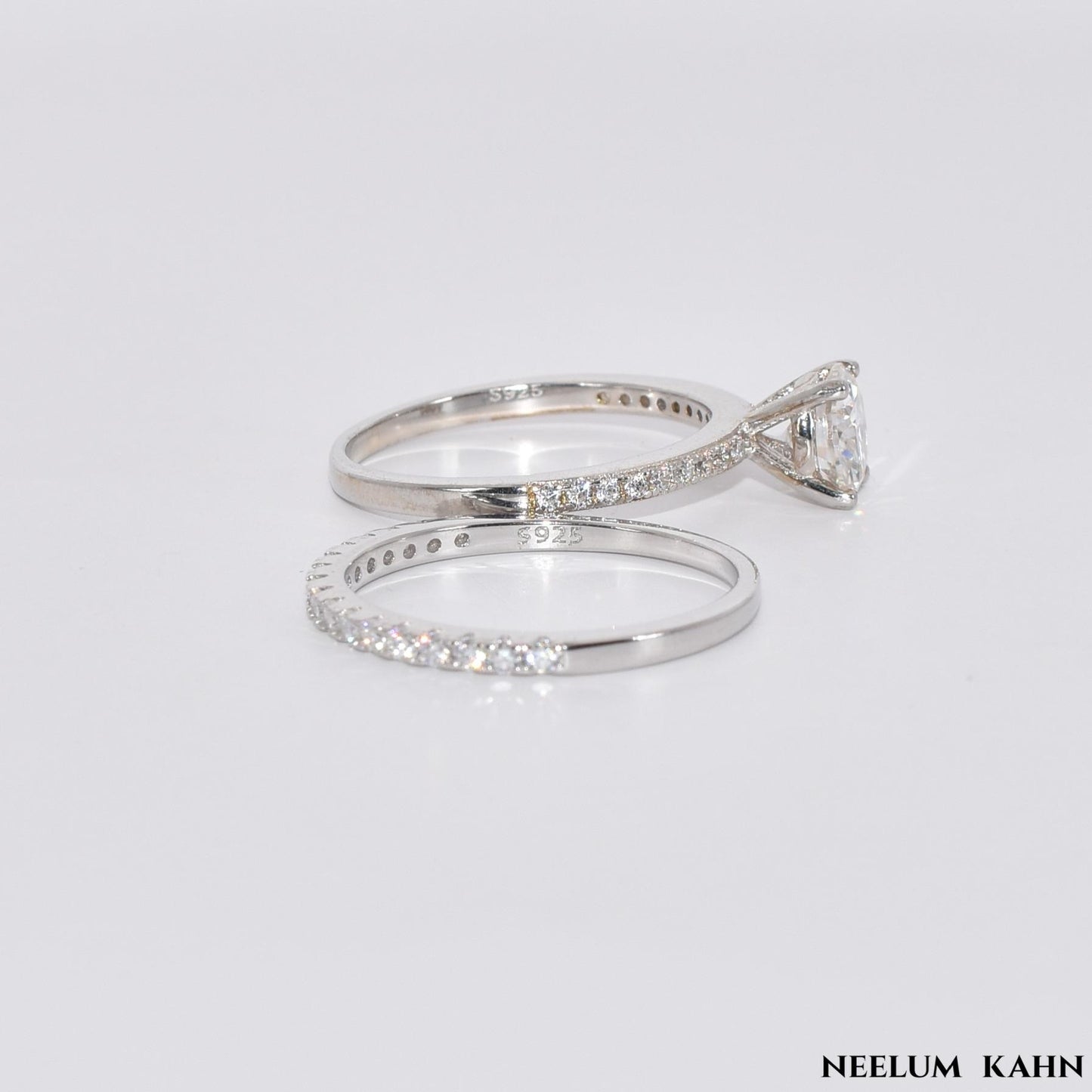 Certified 1.19Ct Moissanite Diamond Wedding Promise Band Set | S925 Silver 18K Gold Plated
