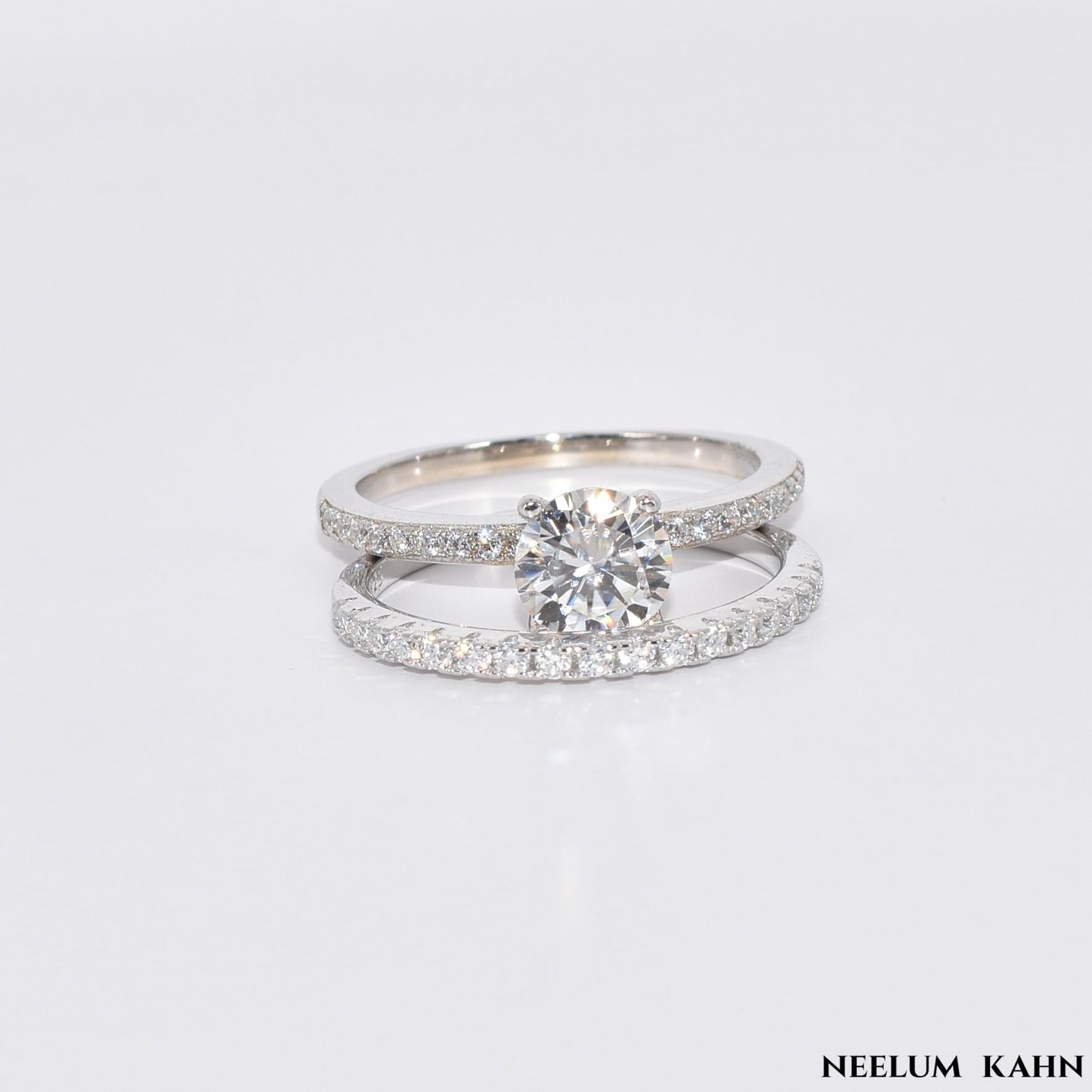 Certified 1.19Ct Moissanite Diamond Wedding Promise Band Set | S925 Silver 18K Gold Plated