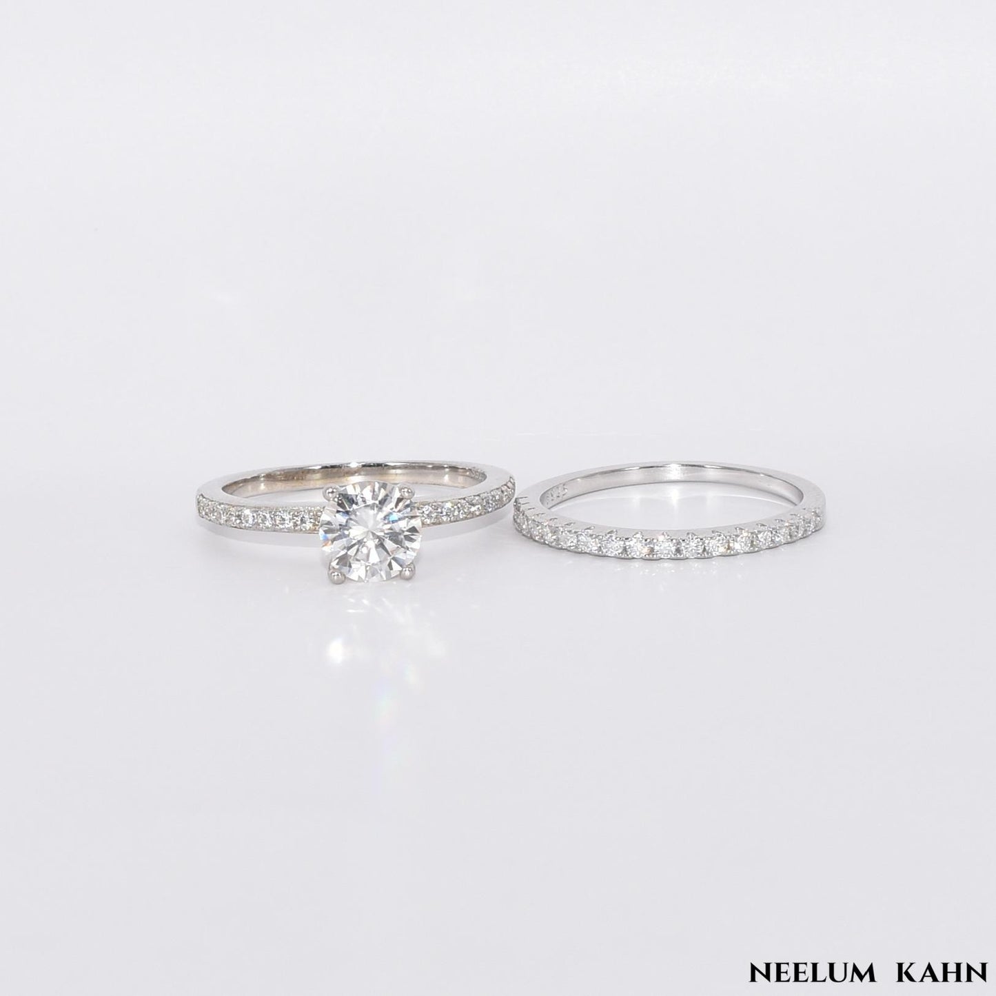Certified 1.19Ct Moissanite Diamond Wedding Promise Band Set | S925 Silver 18K Gold Plated