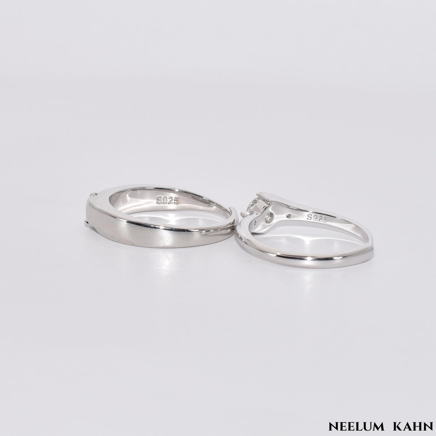 Certified 1ct (0.5ct Each) Moissanite Couple Rings in a Wooden Ring Box