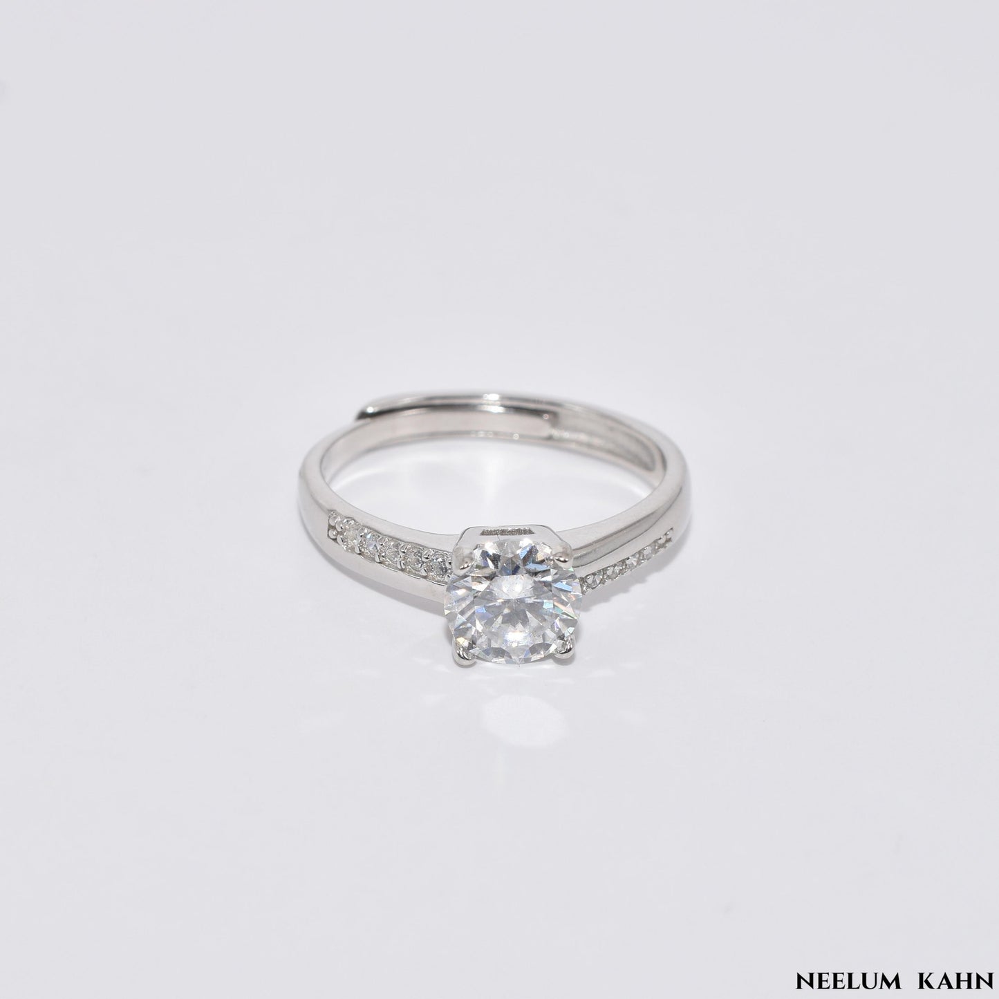 Certified 1Ct Moissanite Diamond Engagement Ring Adjustable