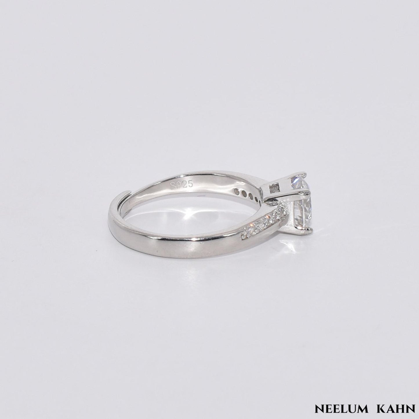 Certified 1Ct Moissanite Diamond Engagement Ring Adjustable