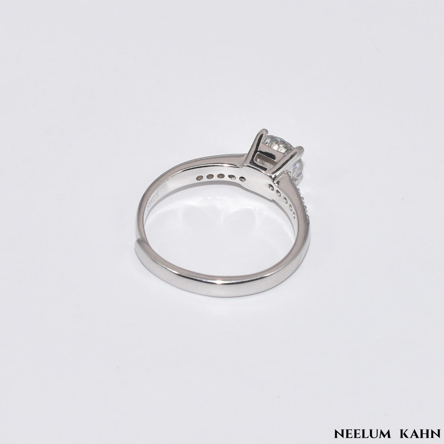 Certified 1Ct Moissanite Diamond Engagement Ring Adjustable