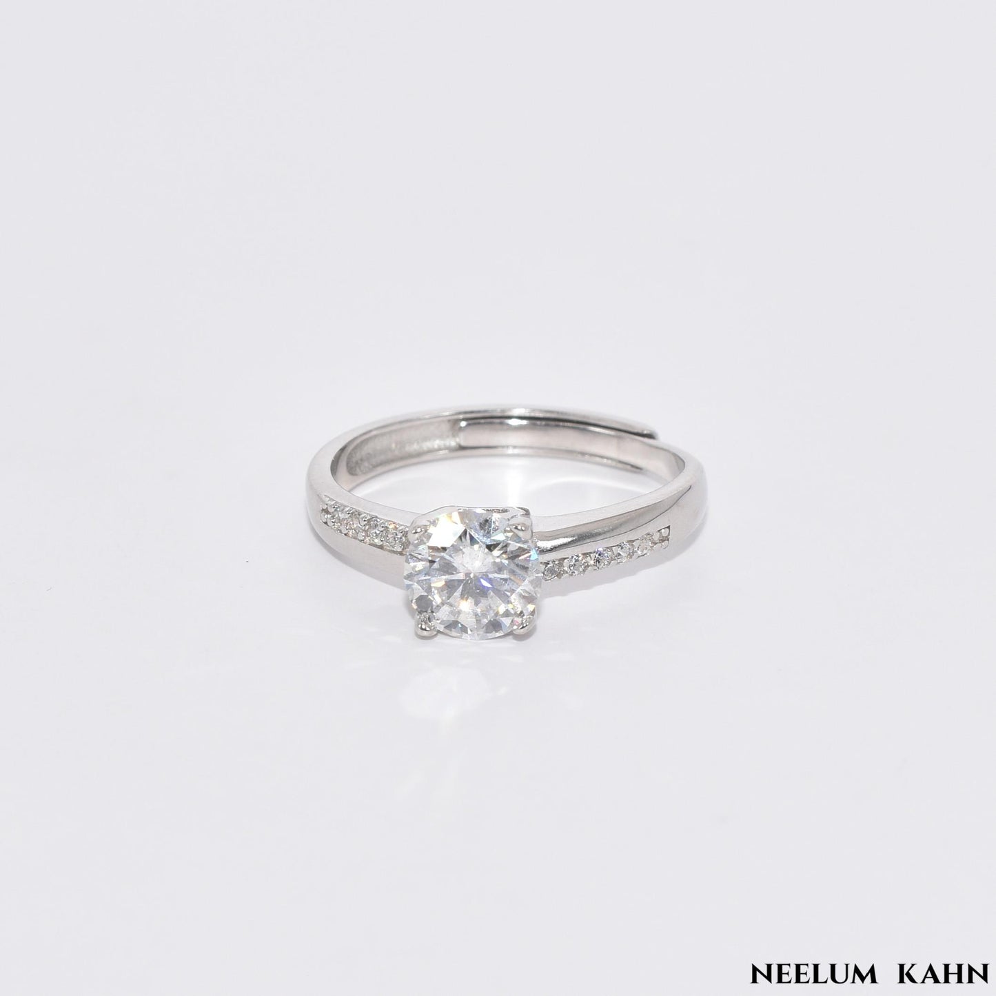 Certified 1Ct Moissanite Diamond Engagement Ring Adjustable