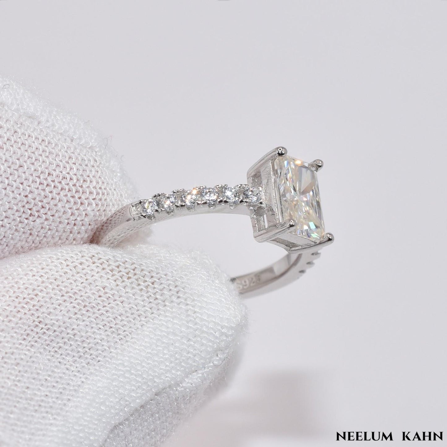 1Ct Radiant Cut Moissanite Ring | Heart Shape LED Ring Box Included