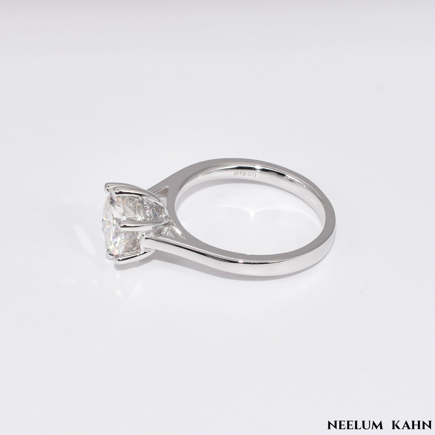 2Ct Moissanite Engagement Ring, 925 Sterling Silver, Round Cut, VVS1 Clarity, Platinum Plated, Gift Red Heart LED Ring Box Included