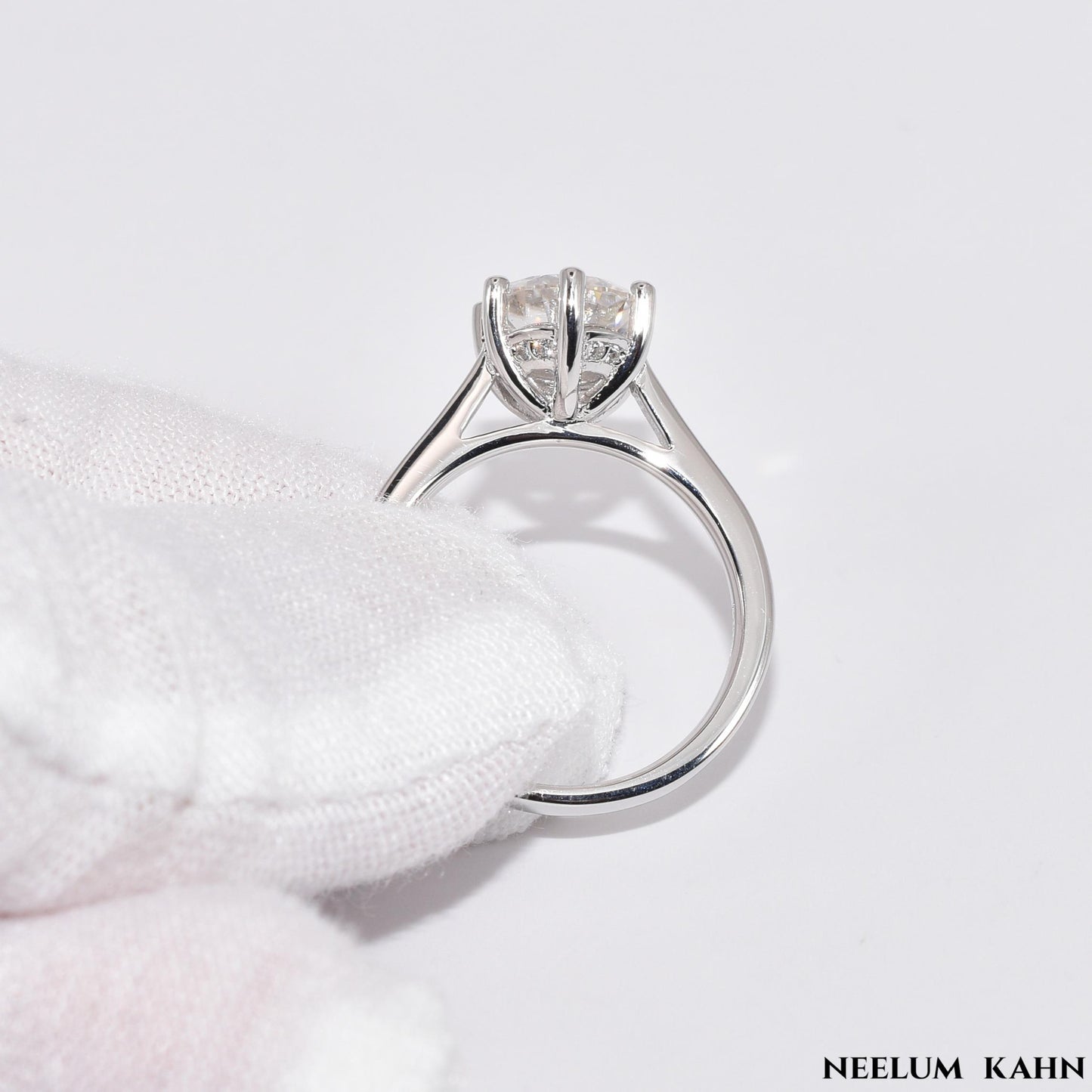 2Ct Moissanite Engagement Ring, 925 Sterling Silver, Round Cut, VVS1 Clarity, Platinum Plated, Gift Red Heart LED Ring Box Included