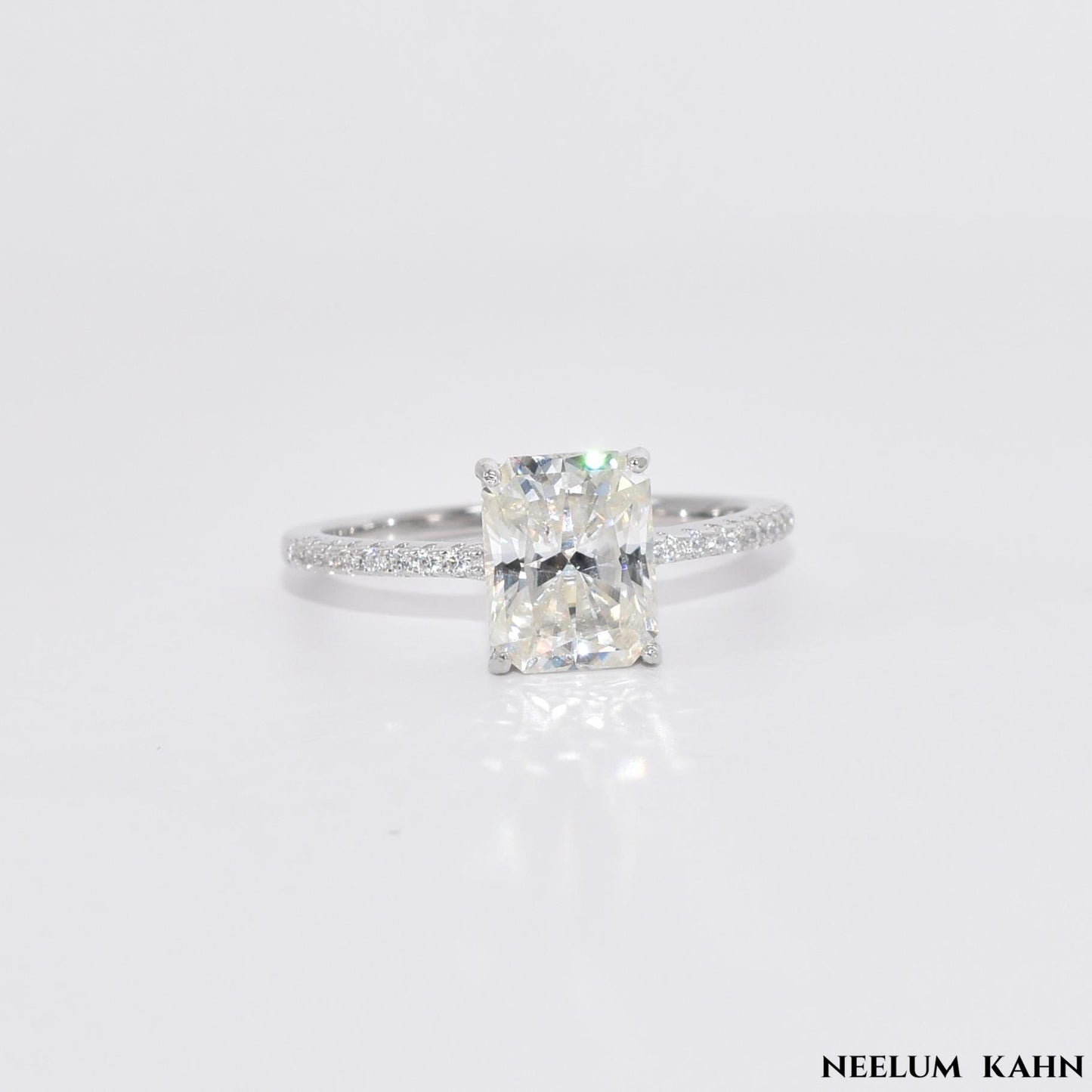 Radiant Cut 3Ct Moissanite Diamond S925 Silver Ring, Gift LED Ring Box Included