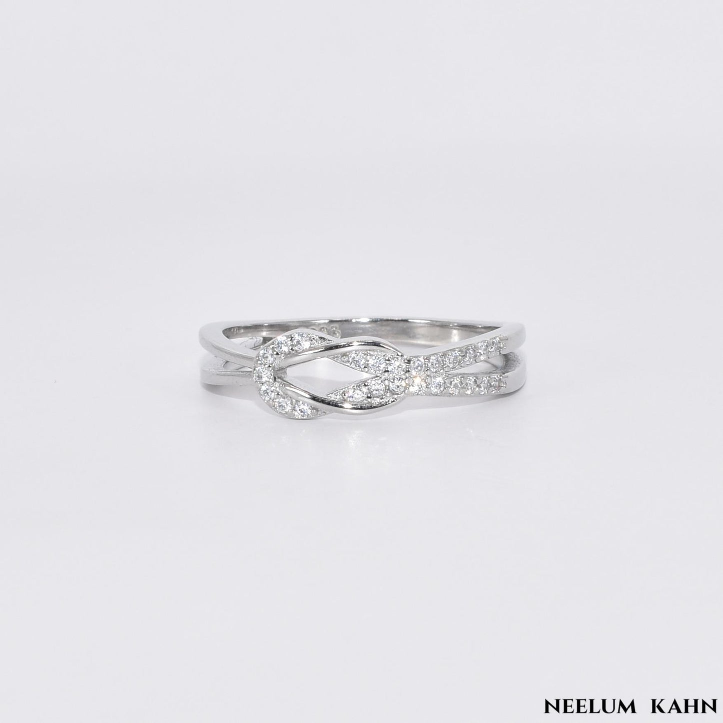 S925 Silver Knot Shape Zircon Ring