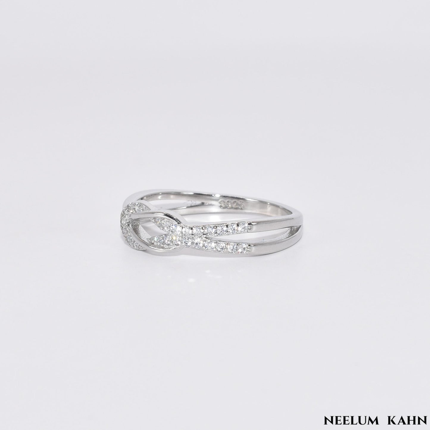 S925 Silver Knot Shape Zircon Ring