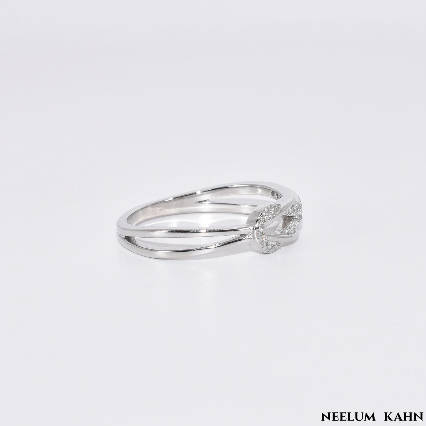 S925 Silver Knot Shape Zircon Ring