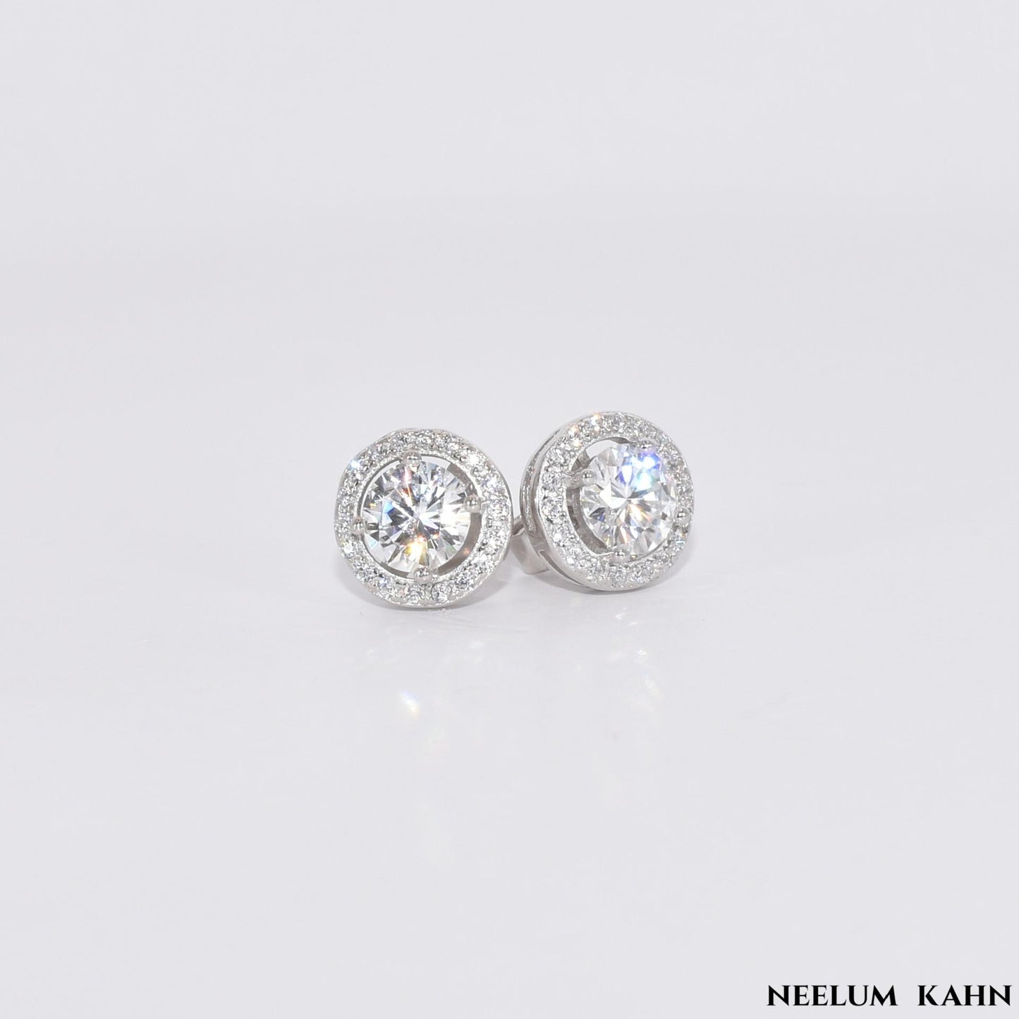 1Ct Moissanite Diamond Stud Earrings for Men & Women (0.5Ct Each) | LED Ring Box Included