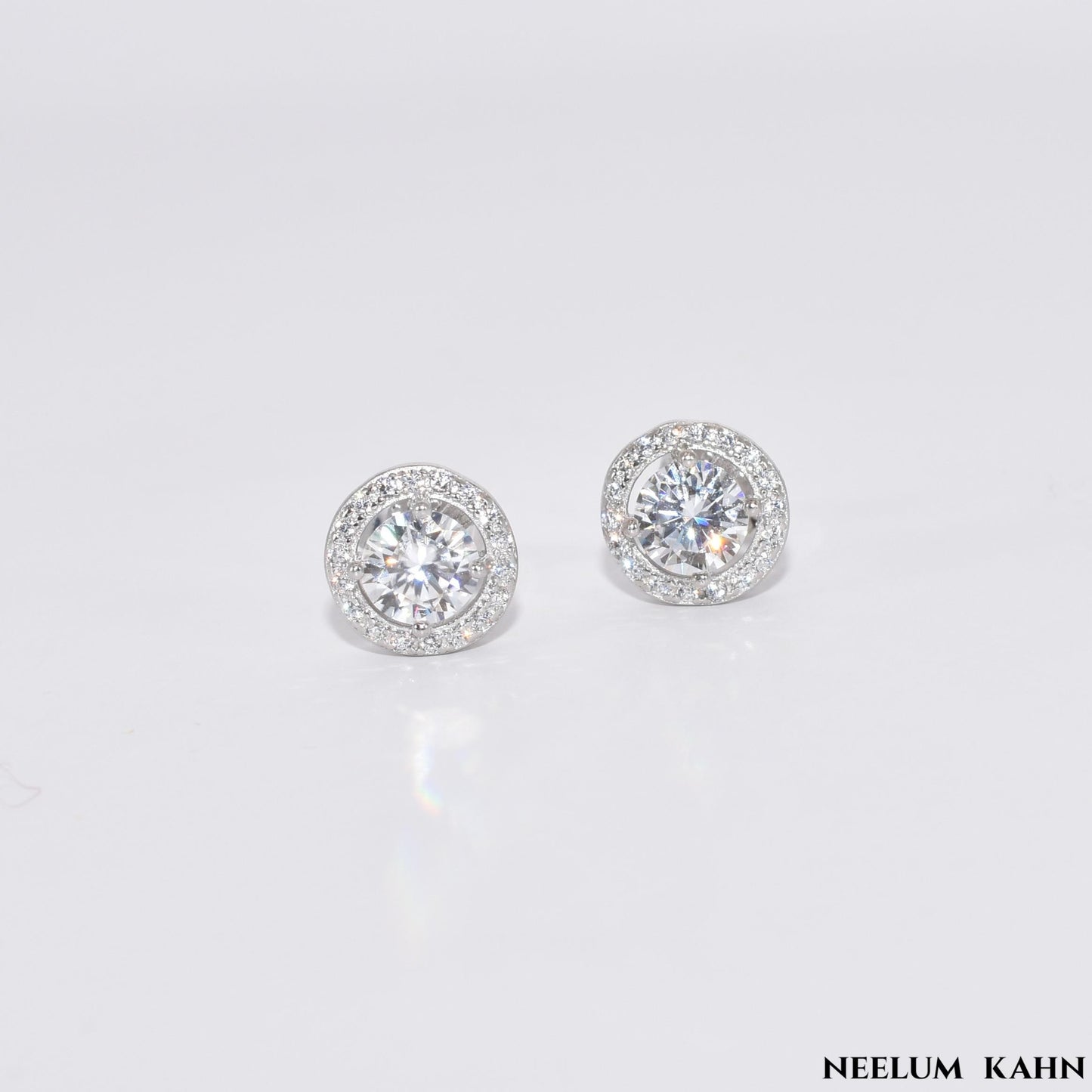 1Ct Moissanite Diamond Stud Earrings for Men & Women (0.5Ct Each) | LED Ring Box Included