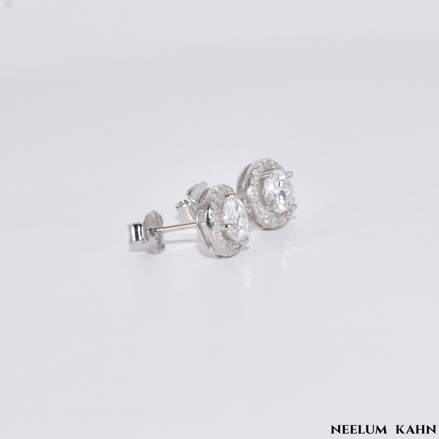 1Ct Moissanite Diamond Stud Earrings for Men & Women (0.5Ct Each) | LED Ring Box Included