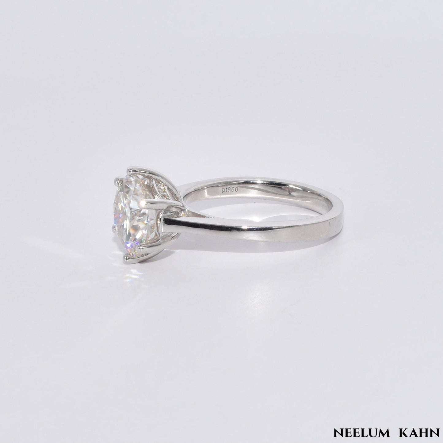 Certified 4ct Moissanite Diamond Platinum Plated S925 Silver Proposal Ring