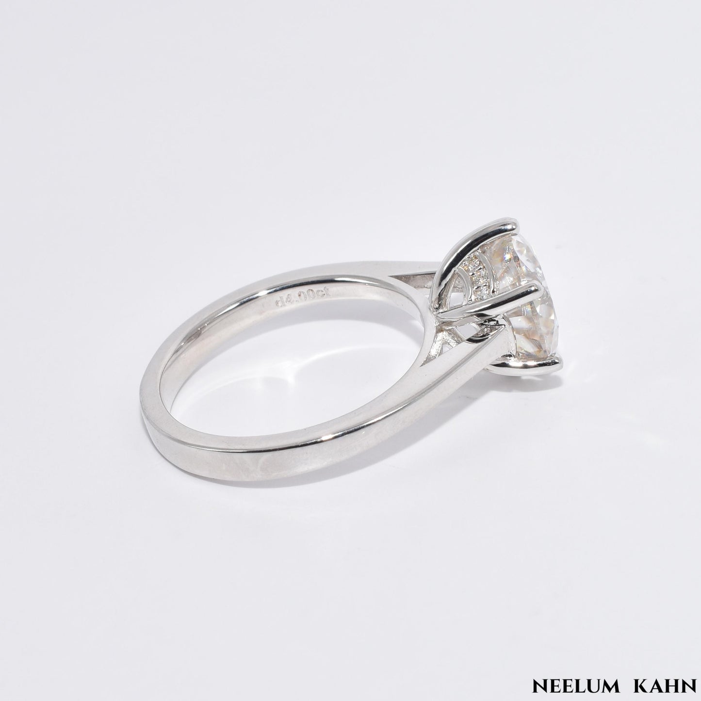 Certified 4ct Moissanite Diamond Platinum Plated S925 Silver Proposal Ring