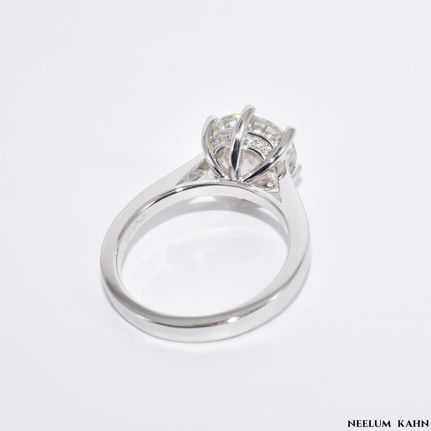 Certified 4ct Moissanite Diamond Platinum Plated S925 Silver Proposal Ring