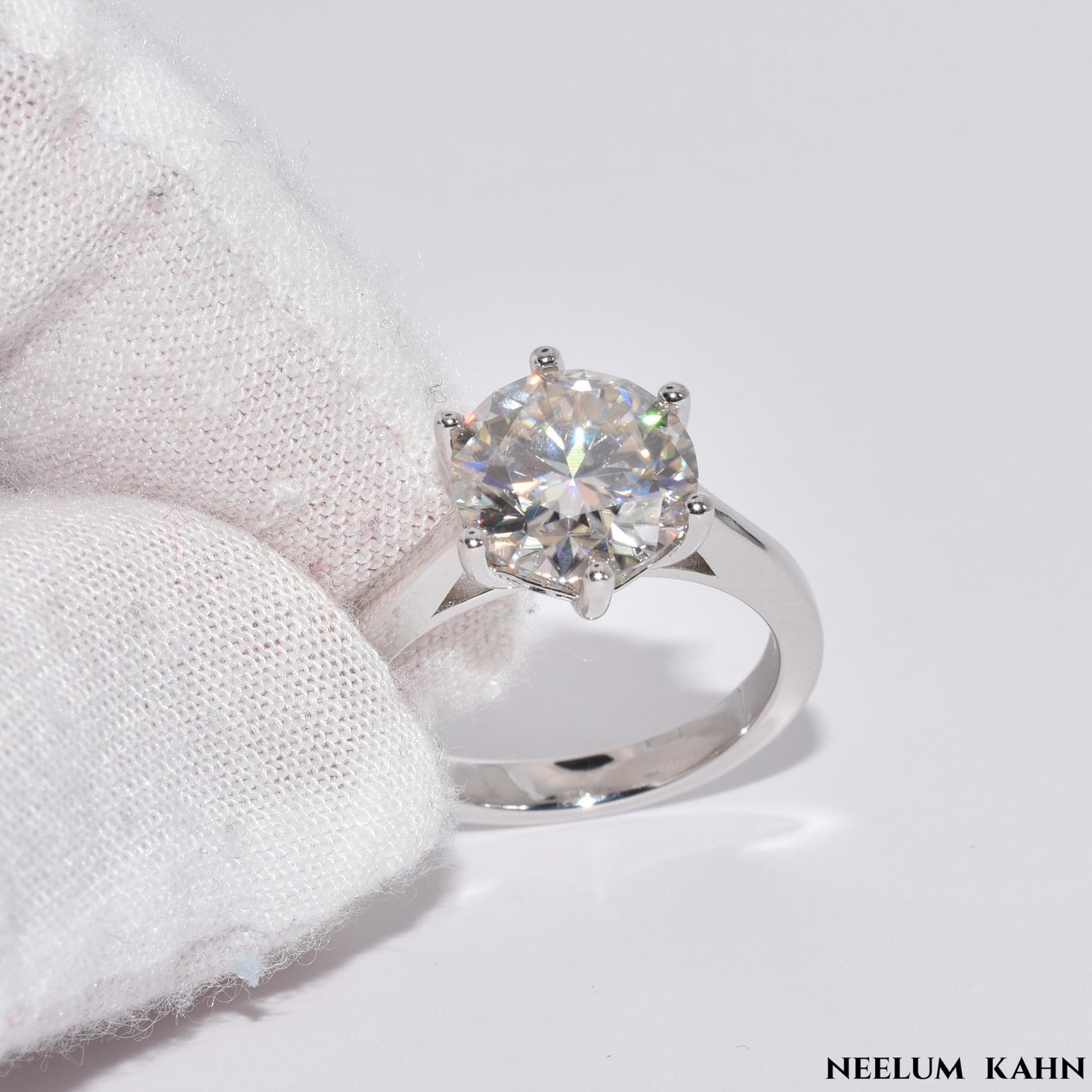 Certified 4ct Moissanite Diamond Platinum Plated S925 Silver Proposal Ring