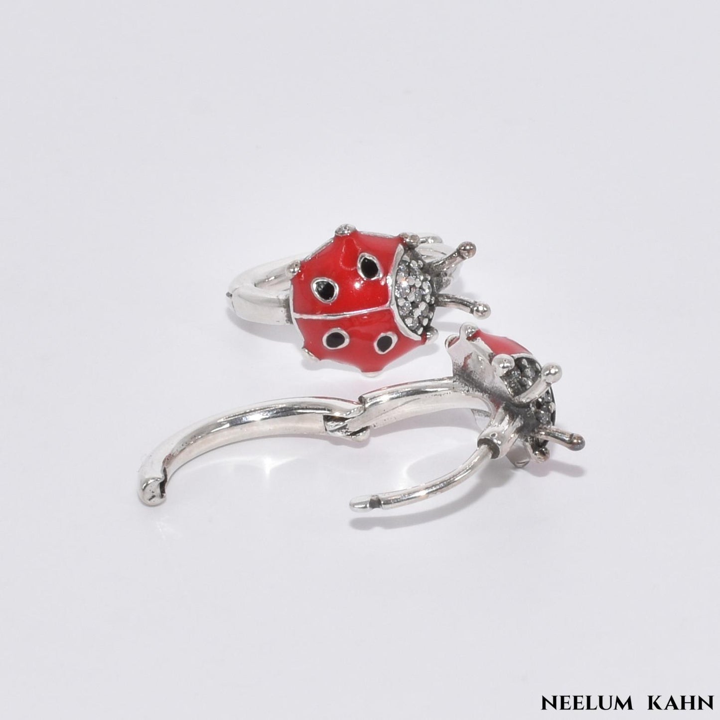 S925 Sterling Silver Ladybird Hoop Earrings for Girls