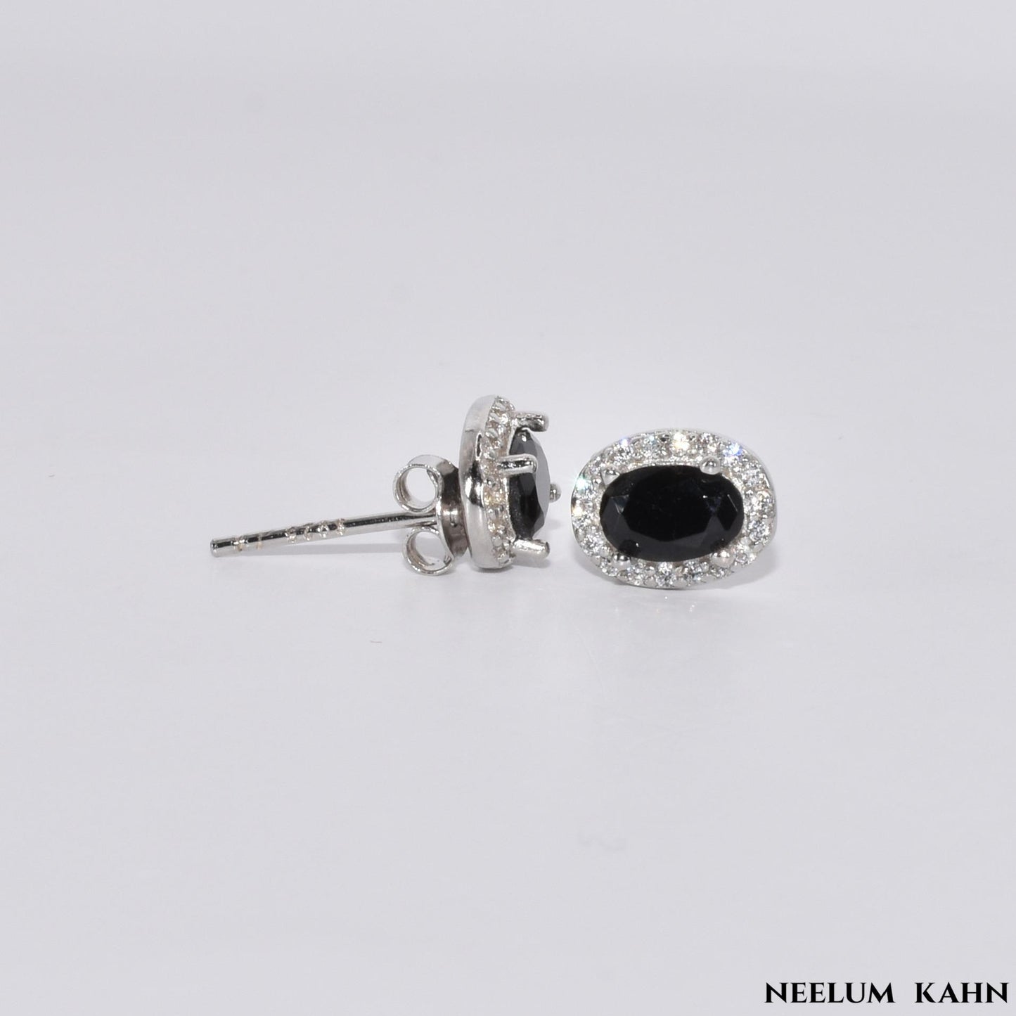 Solid 925 Sterling Silver Black Zircon Stud Earrings for Men & Women