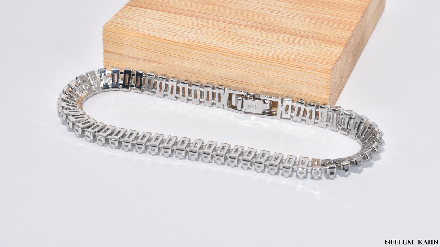 New S925 Silver Zircon Bracelet for Men & Women – 7 Inch Length