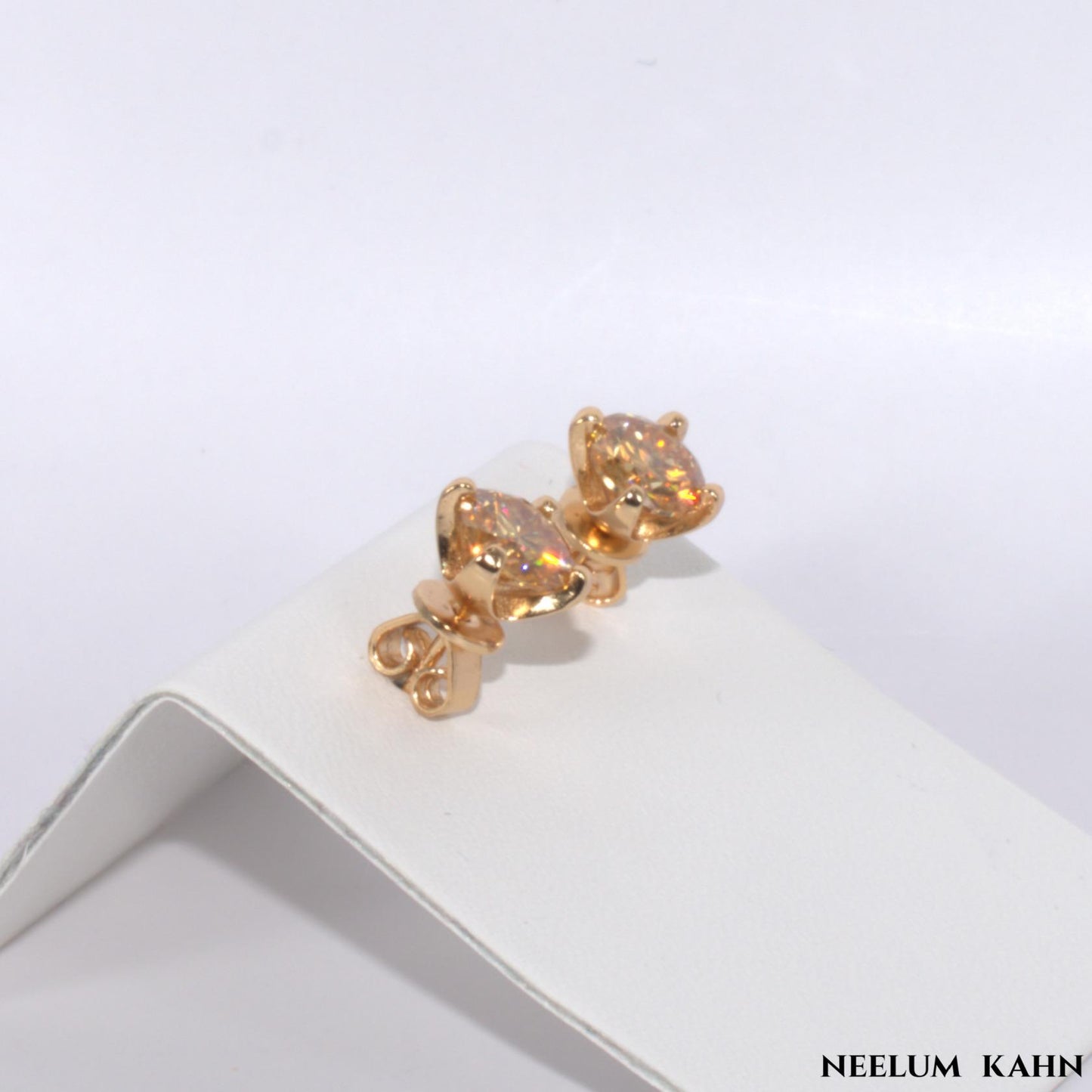 Certified 2Ct (1Ct + 1Ct) Moissanite Diamond Champagne Color Stud