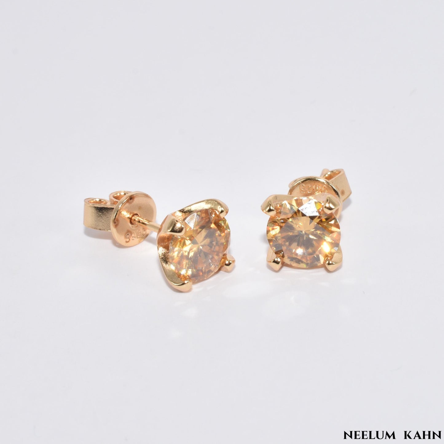 Certified 2Ct (1Ct + 1Ct) Moissanite Diamond Champagne Color Stud