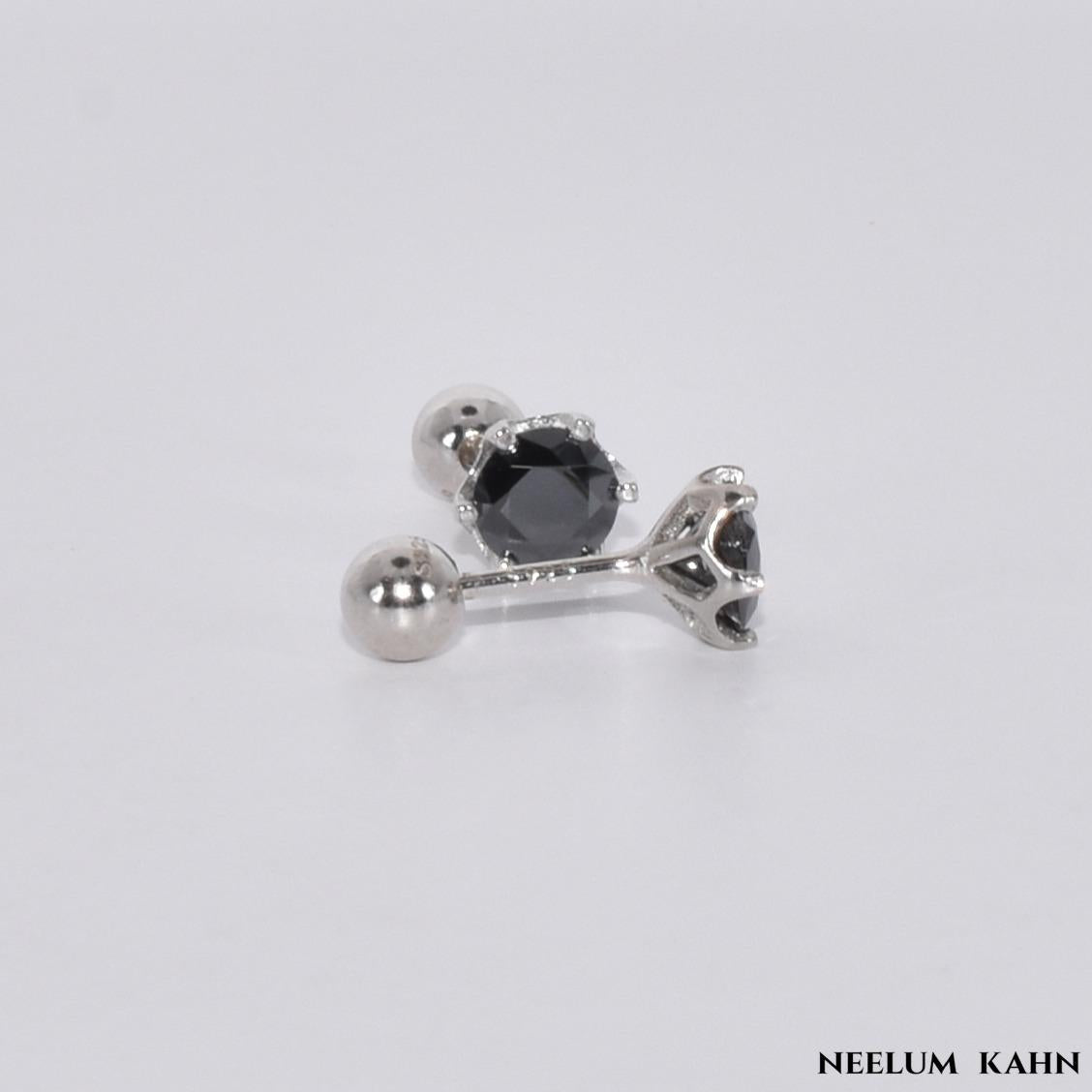Certified 1Ct Black Moissanite Diamond Screw Stud Earrings for Men & Women – S925 Silver