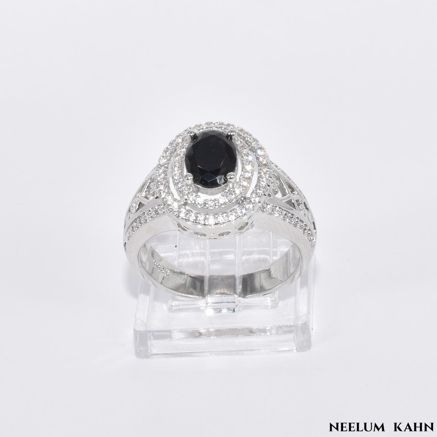 Sterling Silver Black & White Zircon Ring for Men & Women