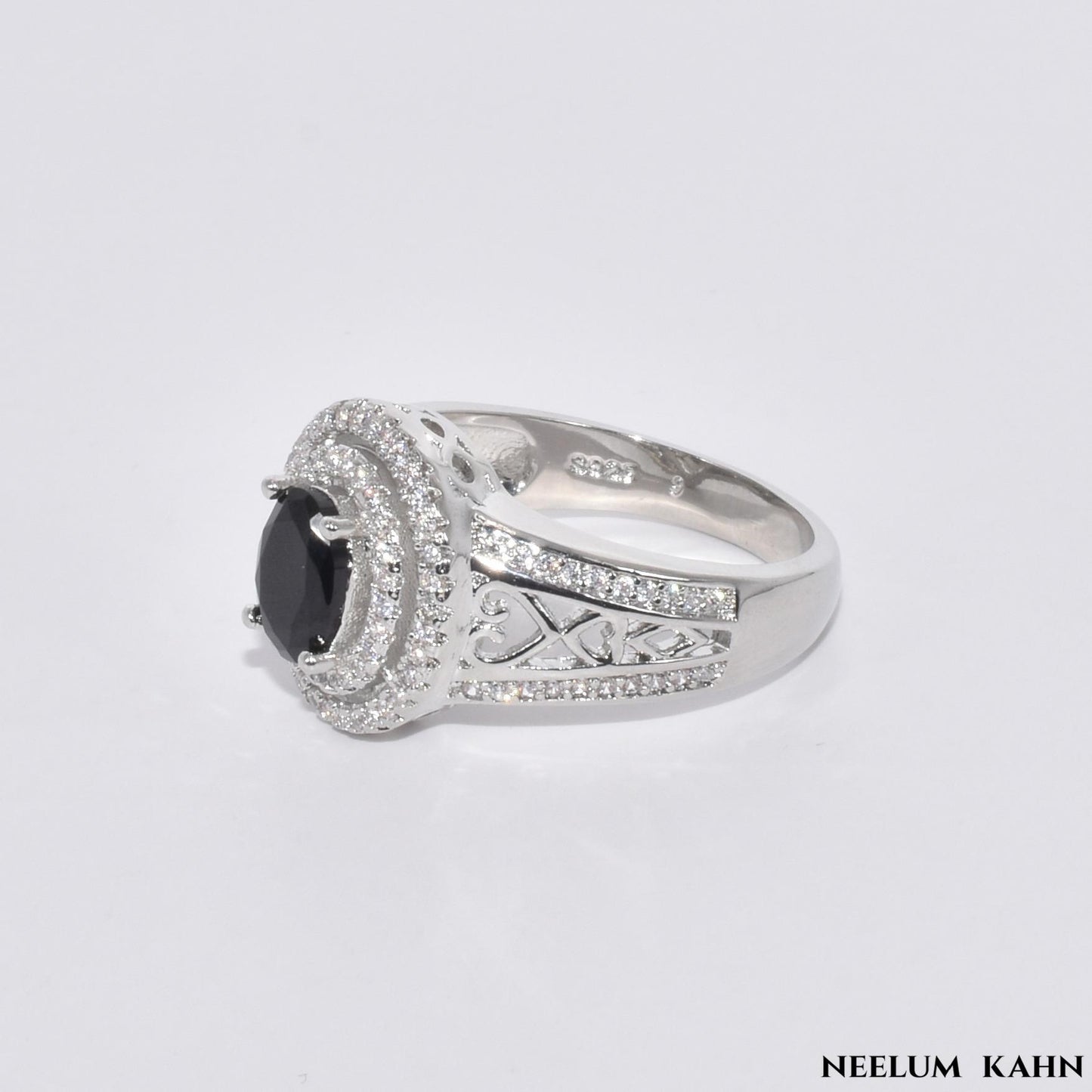 Sterling Silver Black & White Zircon Ring for Men & Women