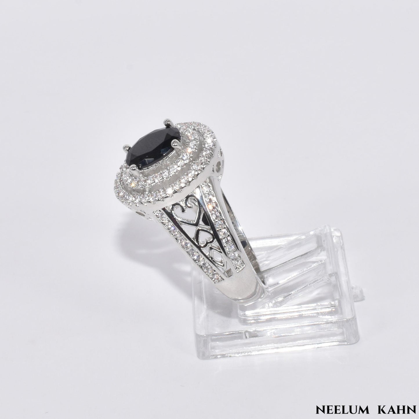 Sterling Silver Black & White Zircon Ring for Men & Women
