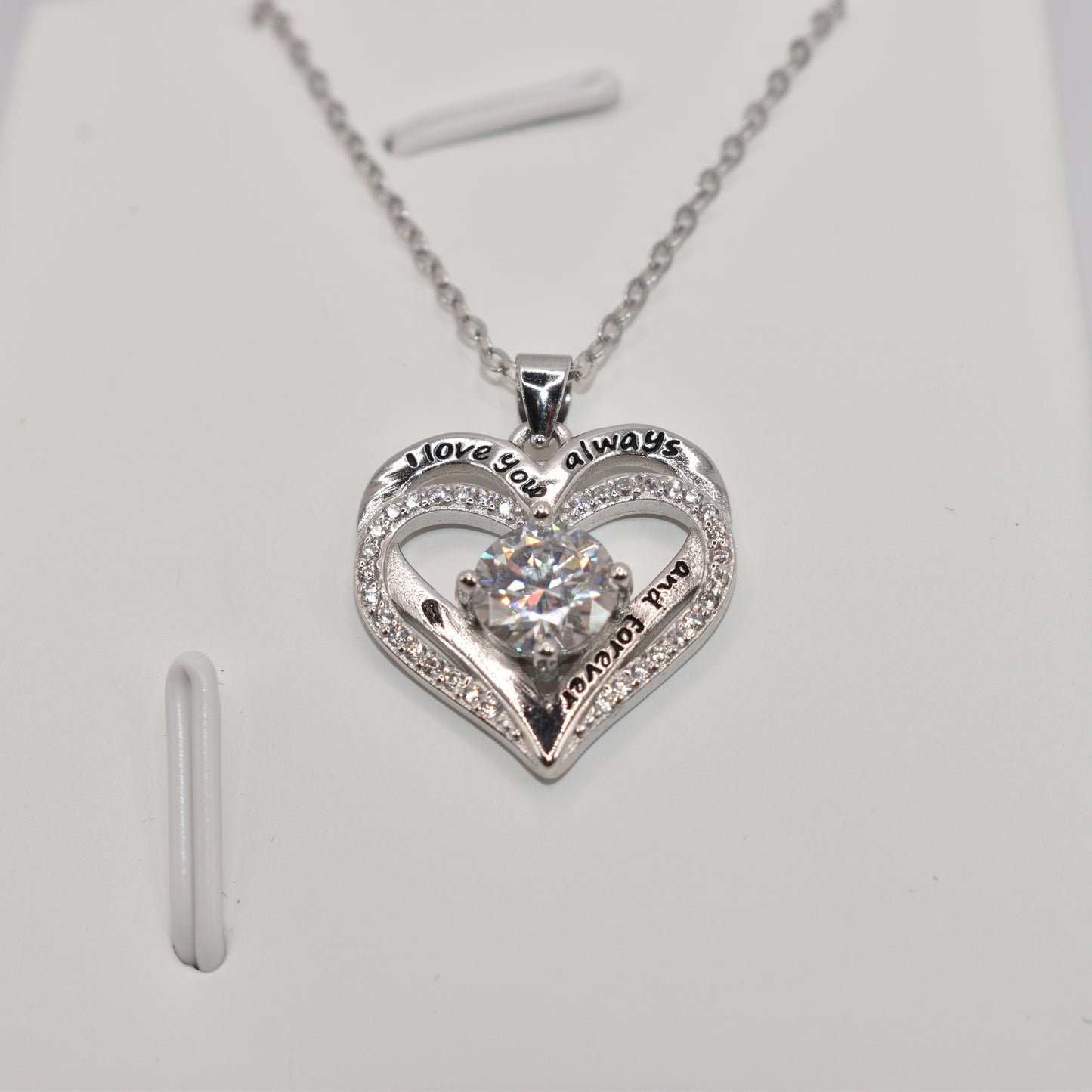 Certified 1Ct Moissanite Diamond Double Ring Love Heart Necklace