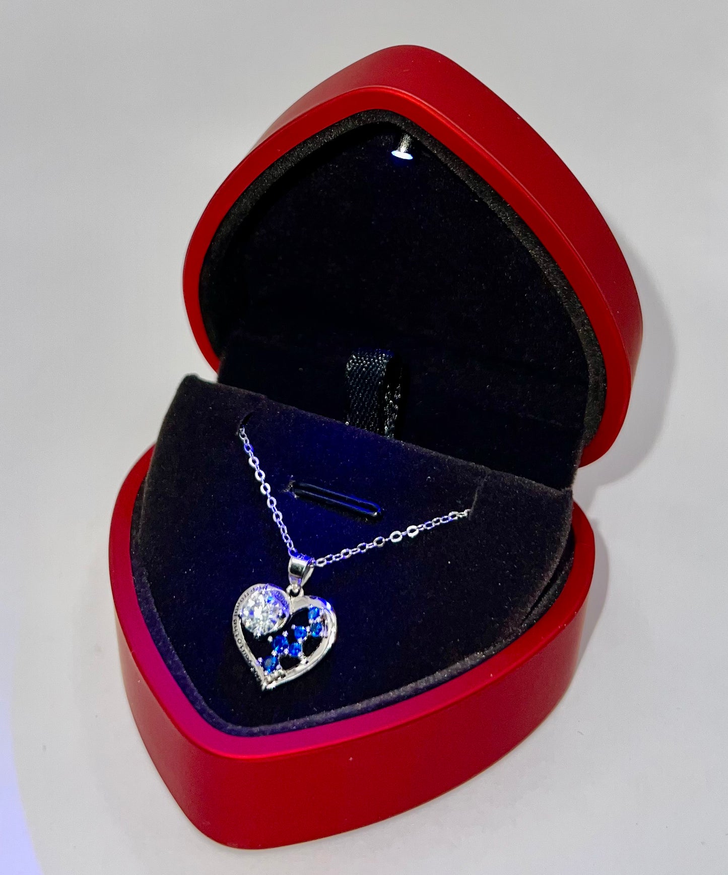 Sterling Silver Moissanite Heart Necklace, 0.5Ct Round Cut VVS1, 18.2 Inch Chain | Gift Jewelry Box Included