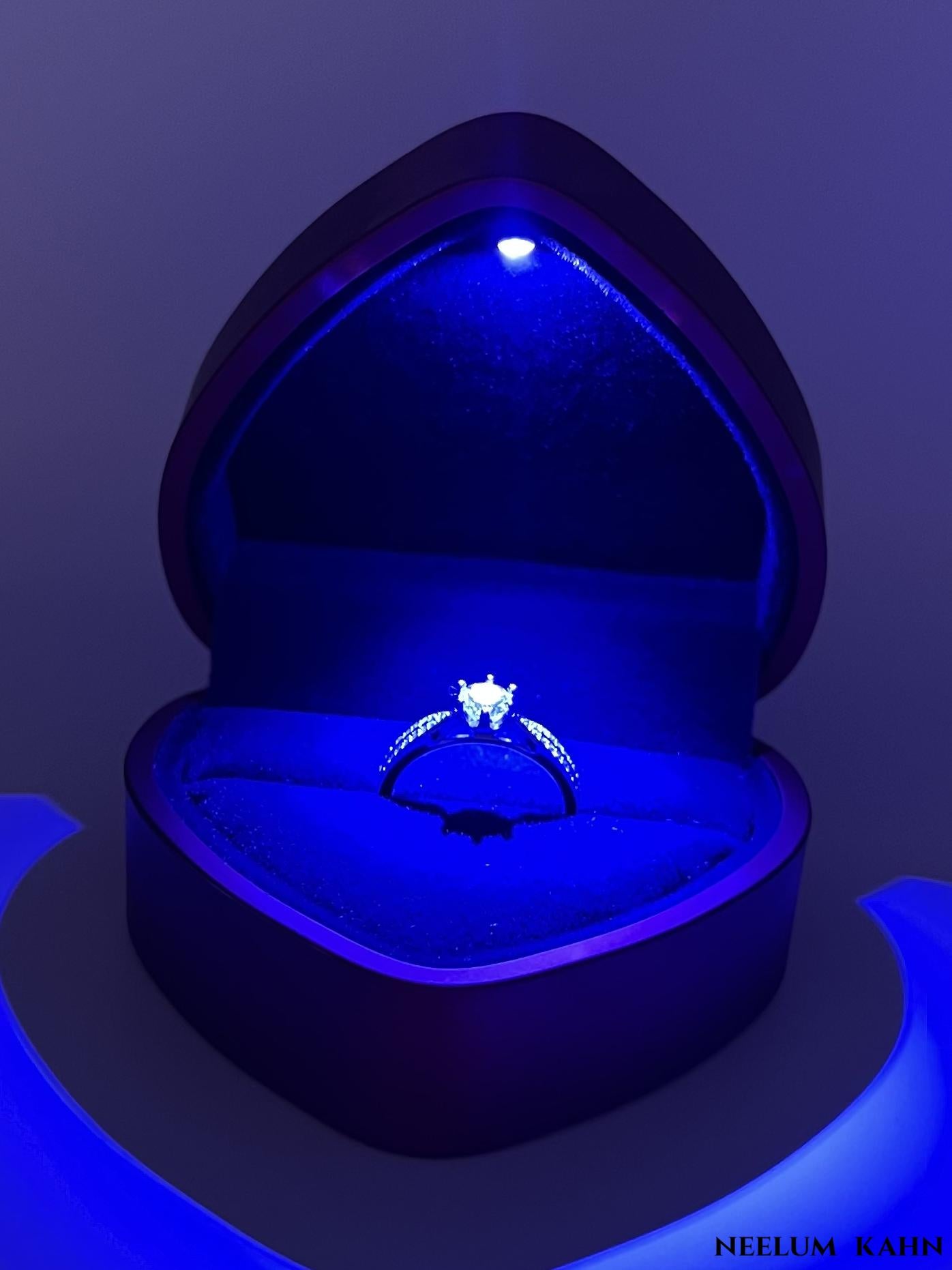 0.5Ct Moissanite Ring, 925 Sterling Silver, Round Cut, D Color VVS1, with LED Gift Box