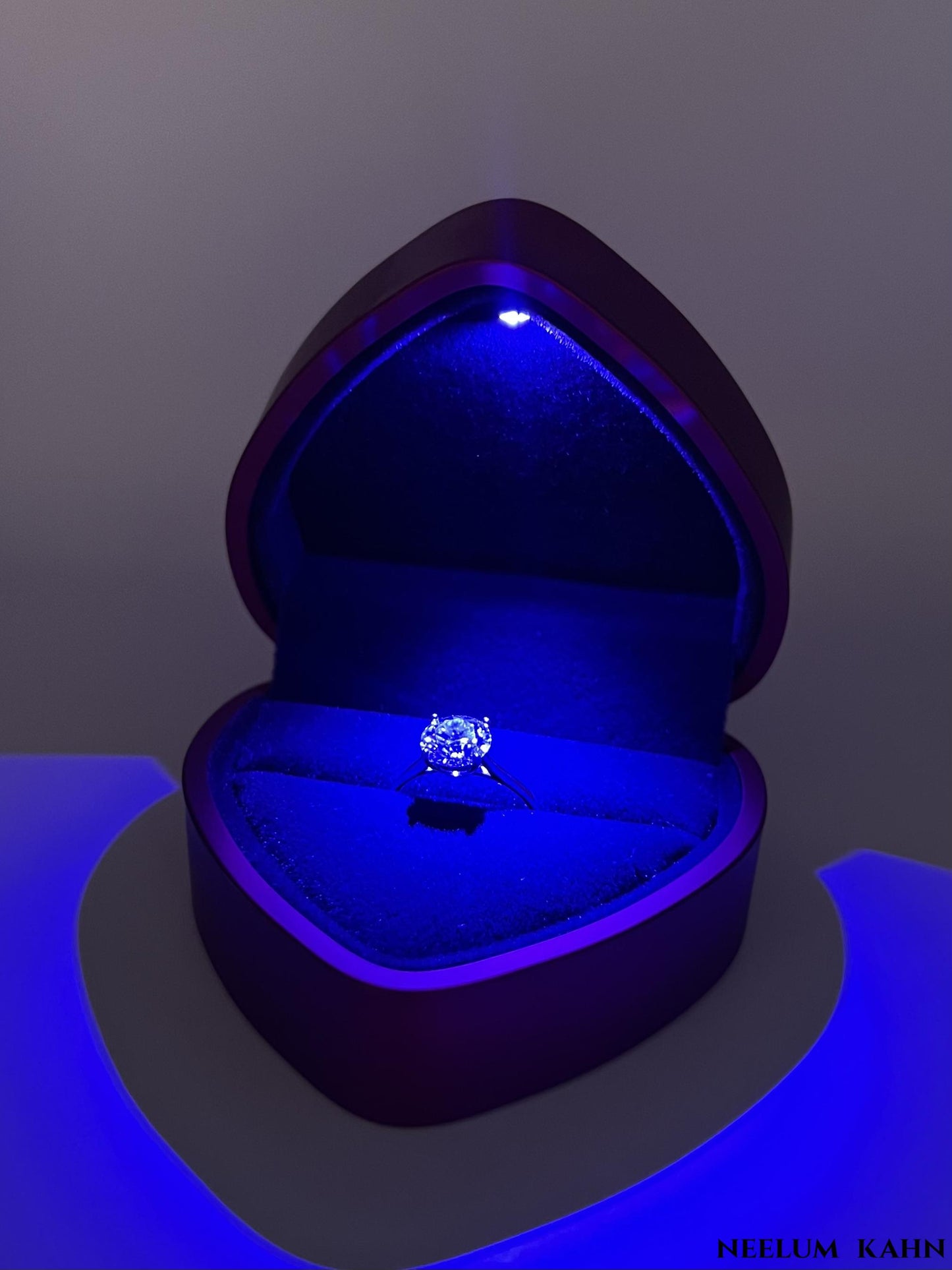 2Ct Round Cut Moissanite Ring, 925 Sterling Silver, D Color VVS1, with LED Box and Certificate