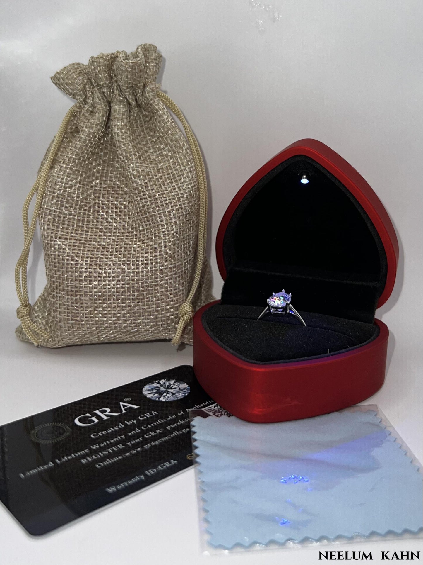 Certified 3Ct Water Drop Pear Cut Moissanite Diamond Ring