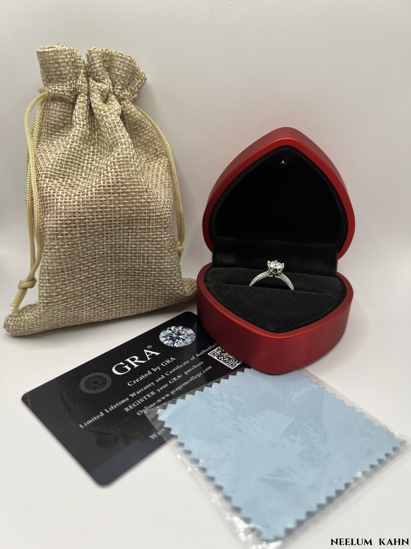 1Ct Moissanite Engagement Ring, 925 Sterling Silver, Round Cut, VVS1 Clarity, with Gift LED Ring Box