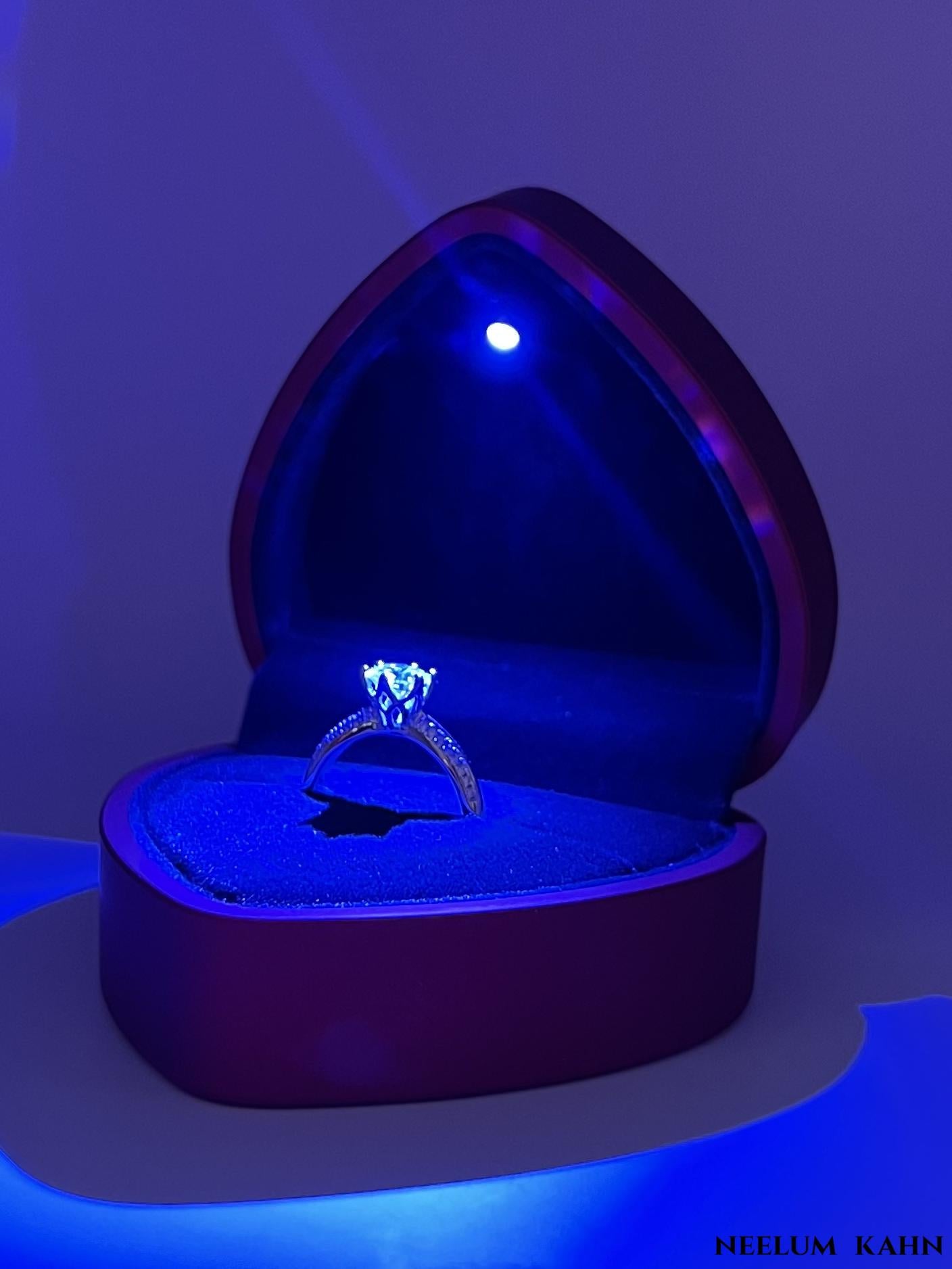 1Ct Moissanite Engagement Ring, 925 Sterling Silver, Round Cut, VVS1 Clarity, with Gift LED Ring Box